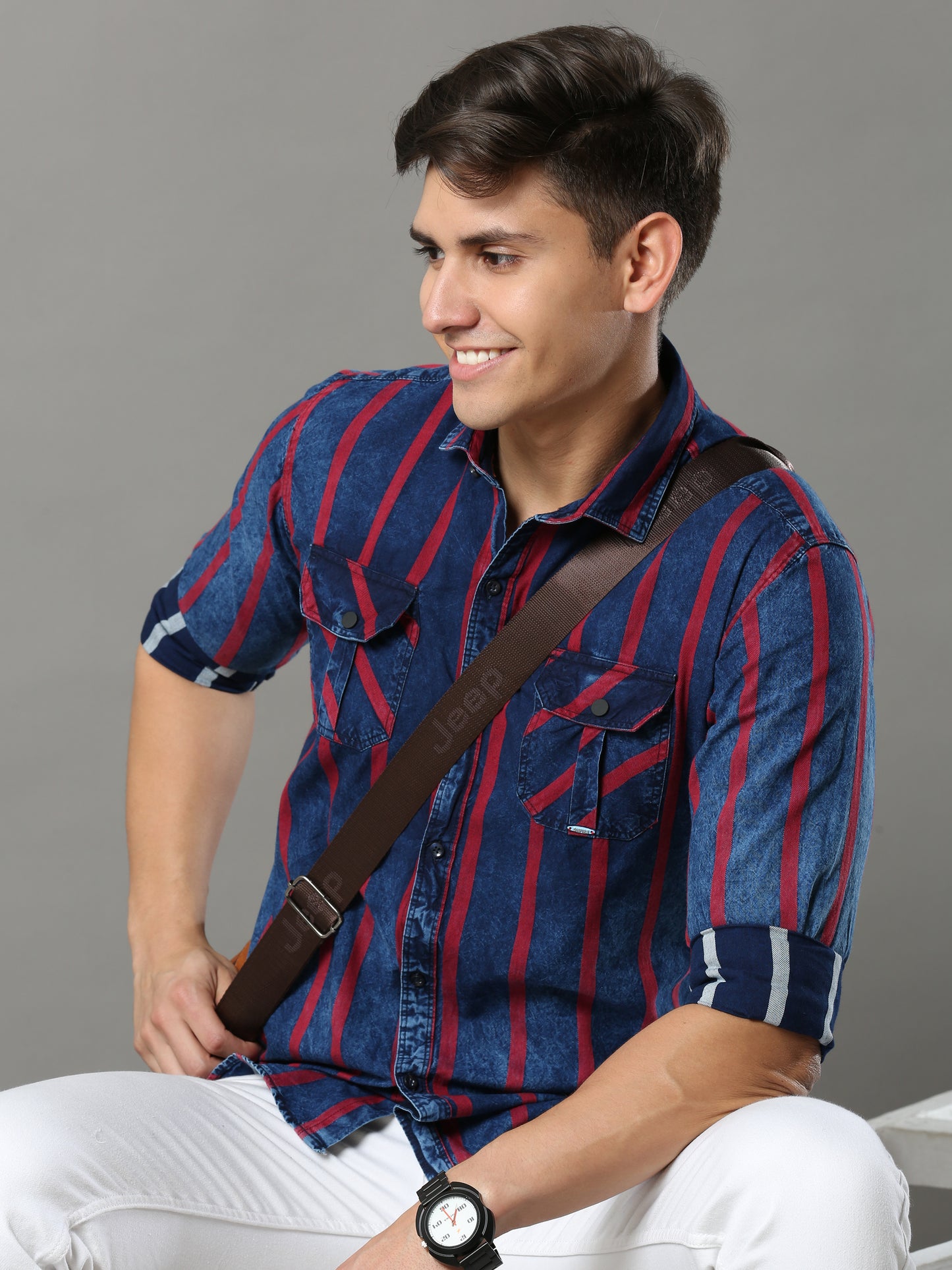 Onfire Carlo Cargo Red/Blue Shirt