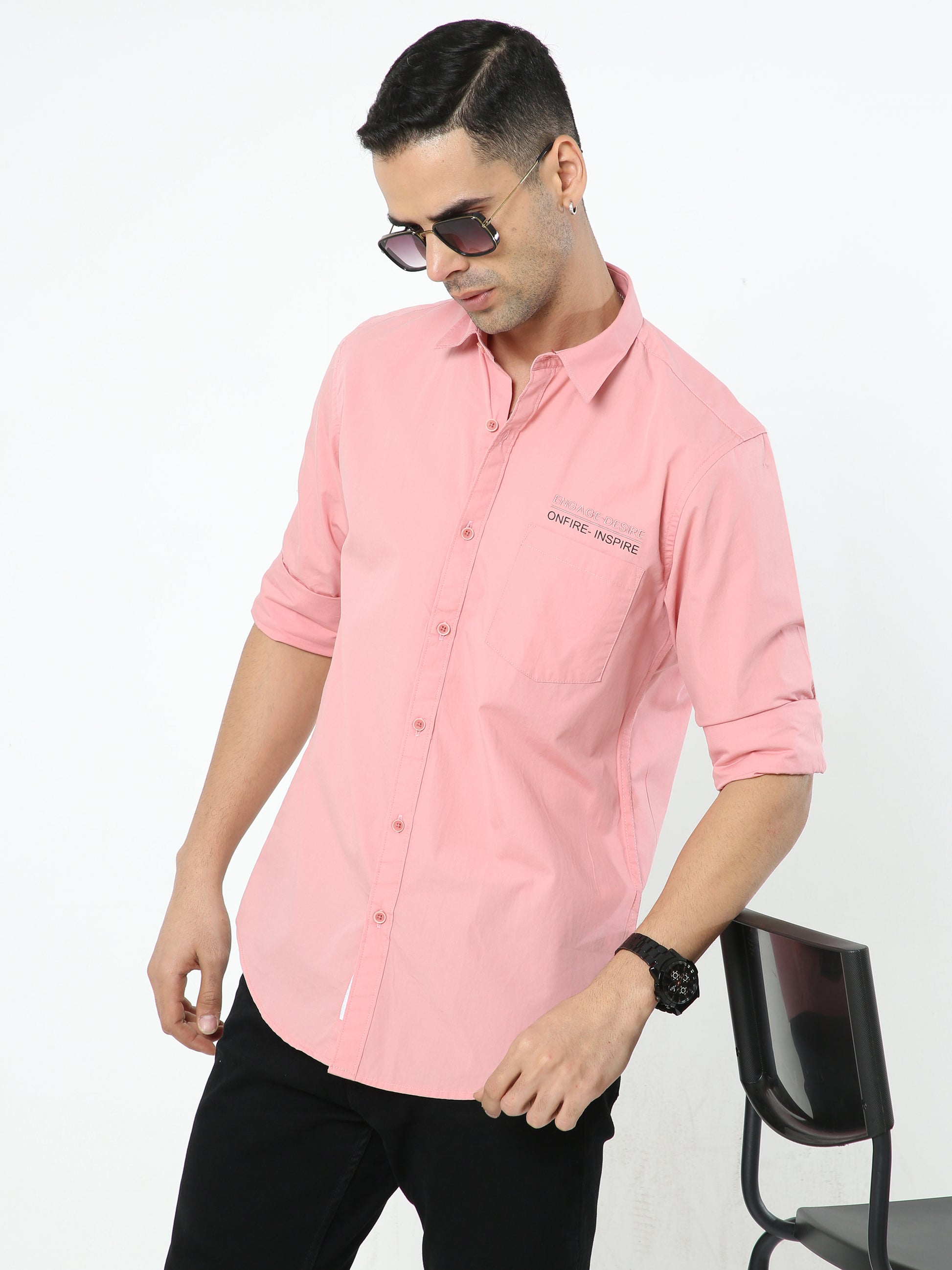 Onfire Solid Light Pink Shirt