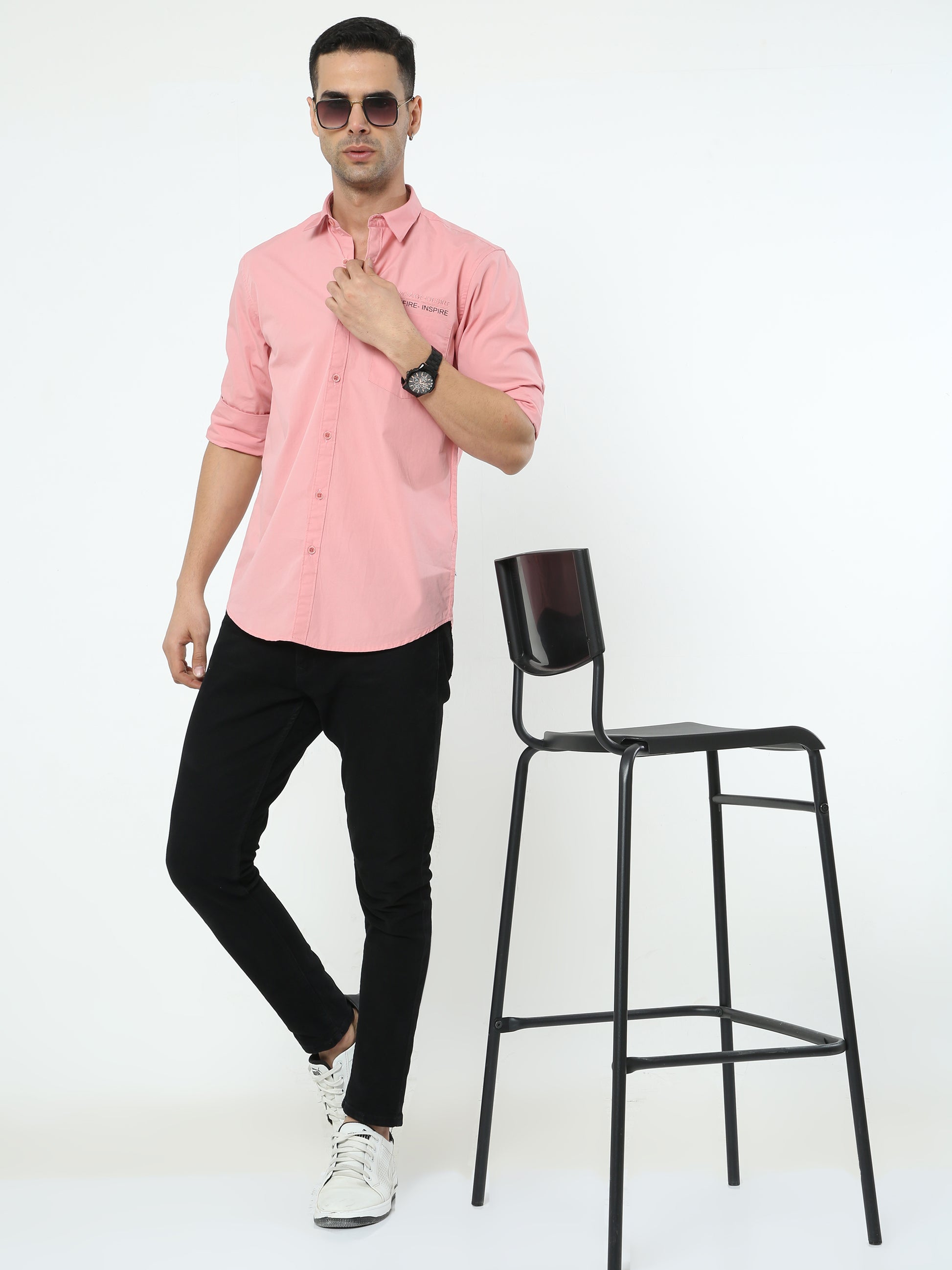 Onfire Solid Light Pink Shirt