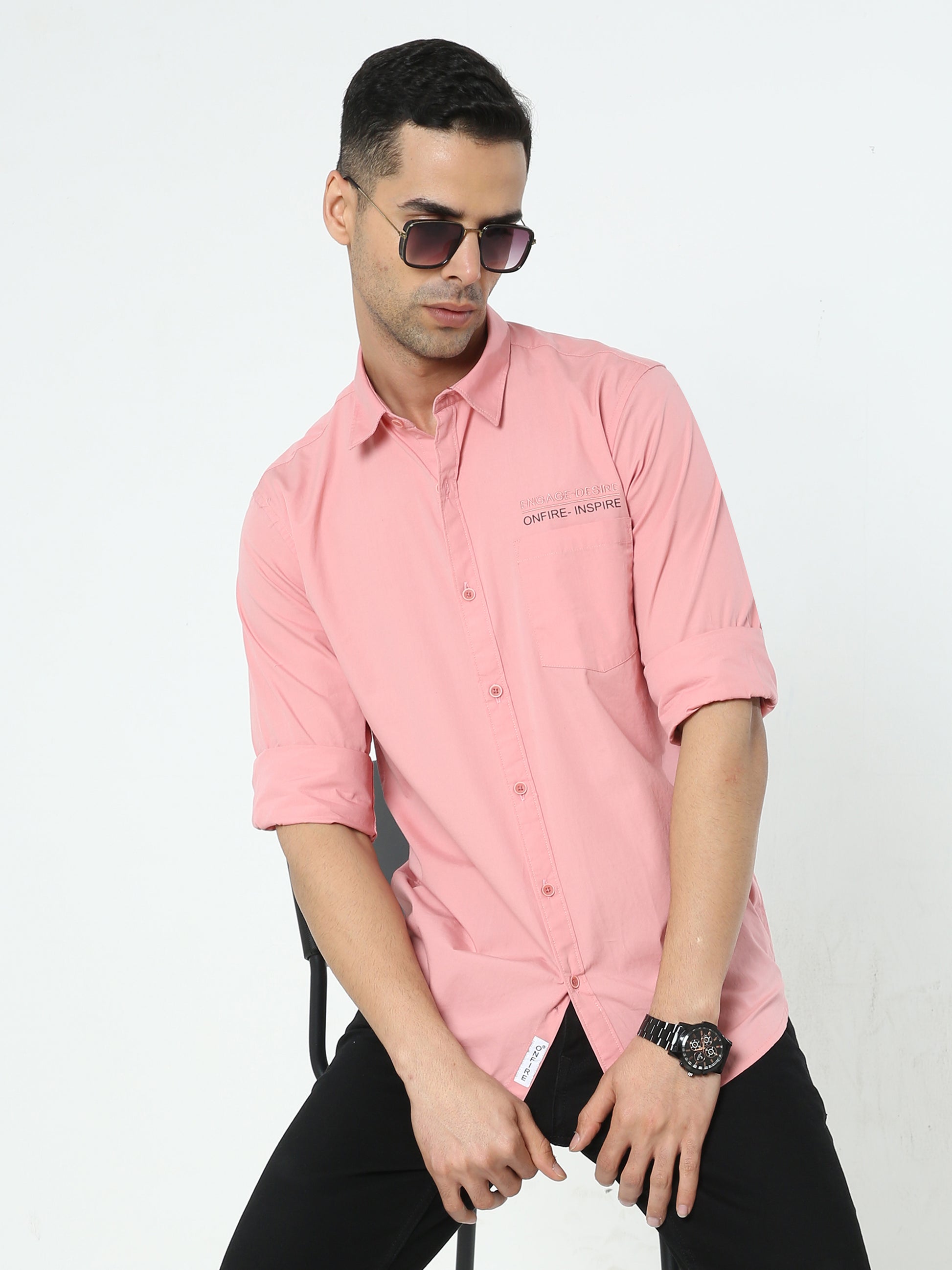 Onfire Solid Light Pink Shirt