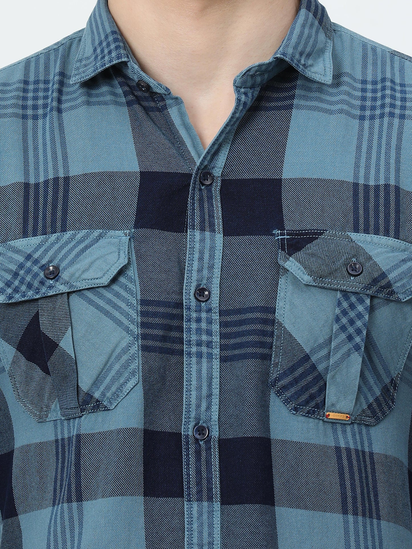 Tomford Checks Turquoise Cargo Shirt - A2269A