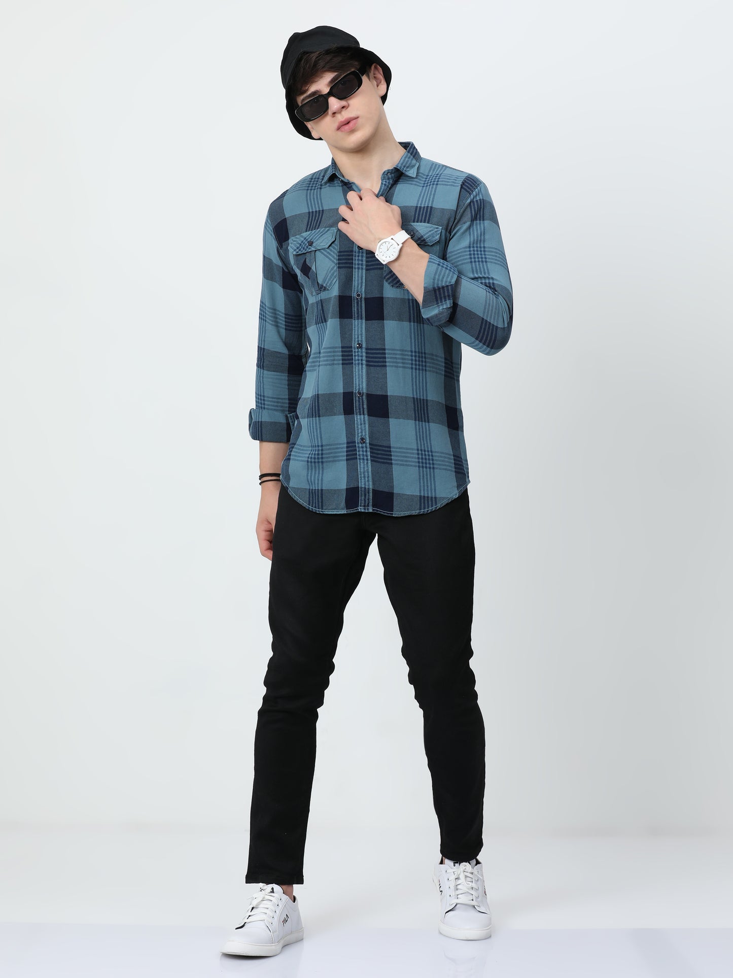 Tomford Checks Turquoise Cargo Shirt - A2269A