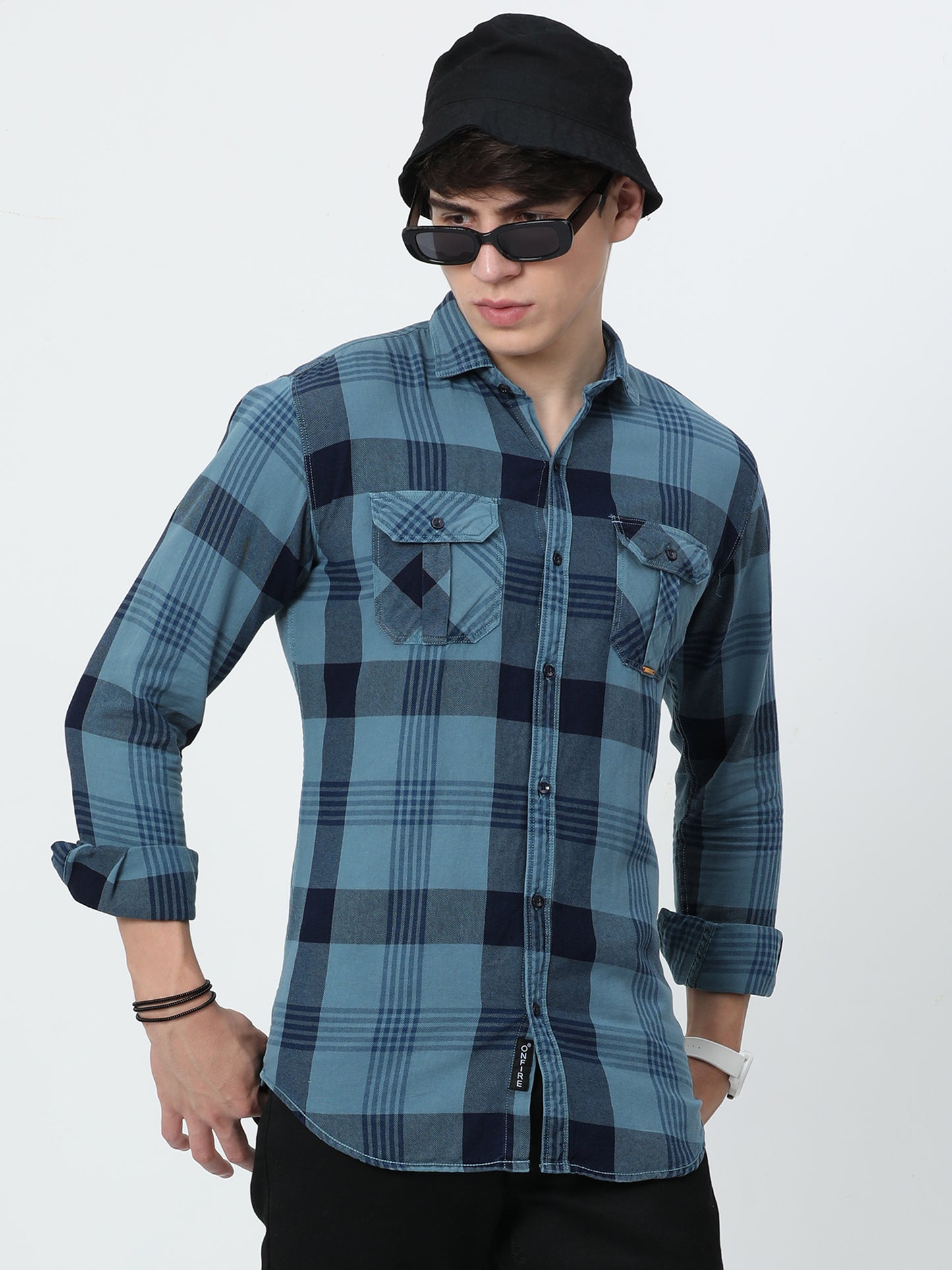 Tomford Checks Turquoise Cargo Shirt - A2269A