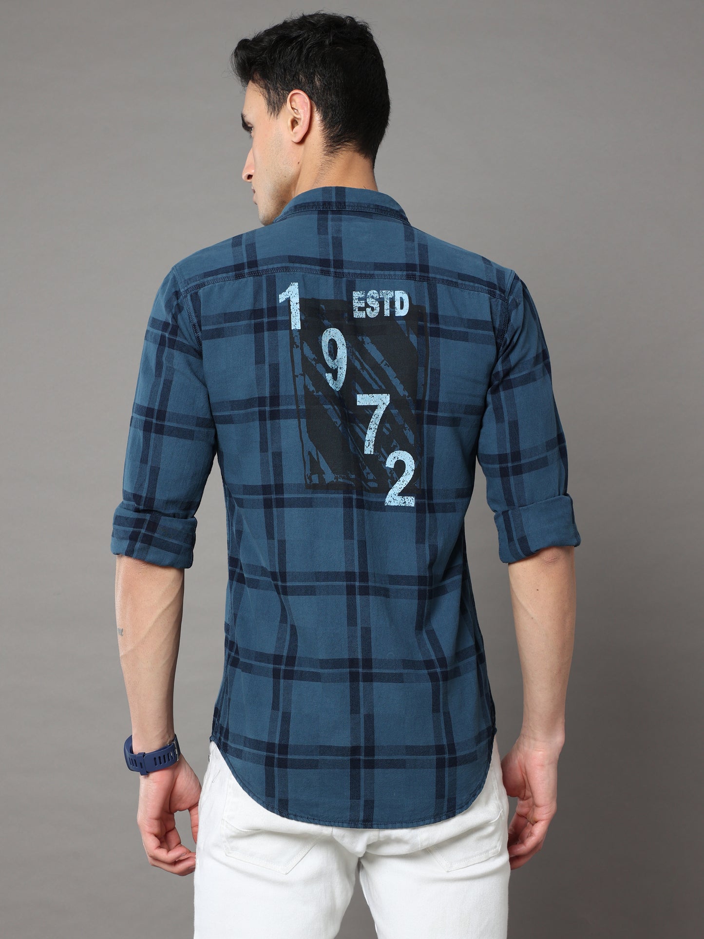 Onfire Tomford Checks Turquoise Cargo Shirt