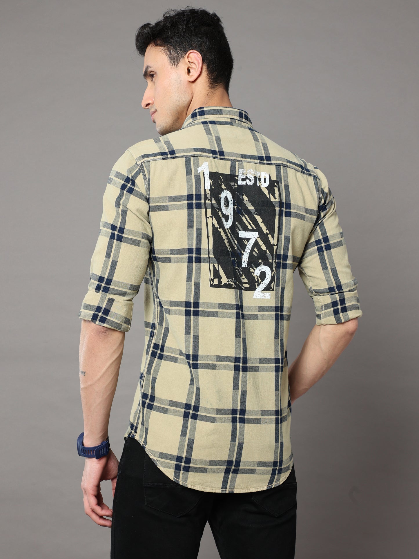 Onfire Tomford Checks Beige Cargo Shirt