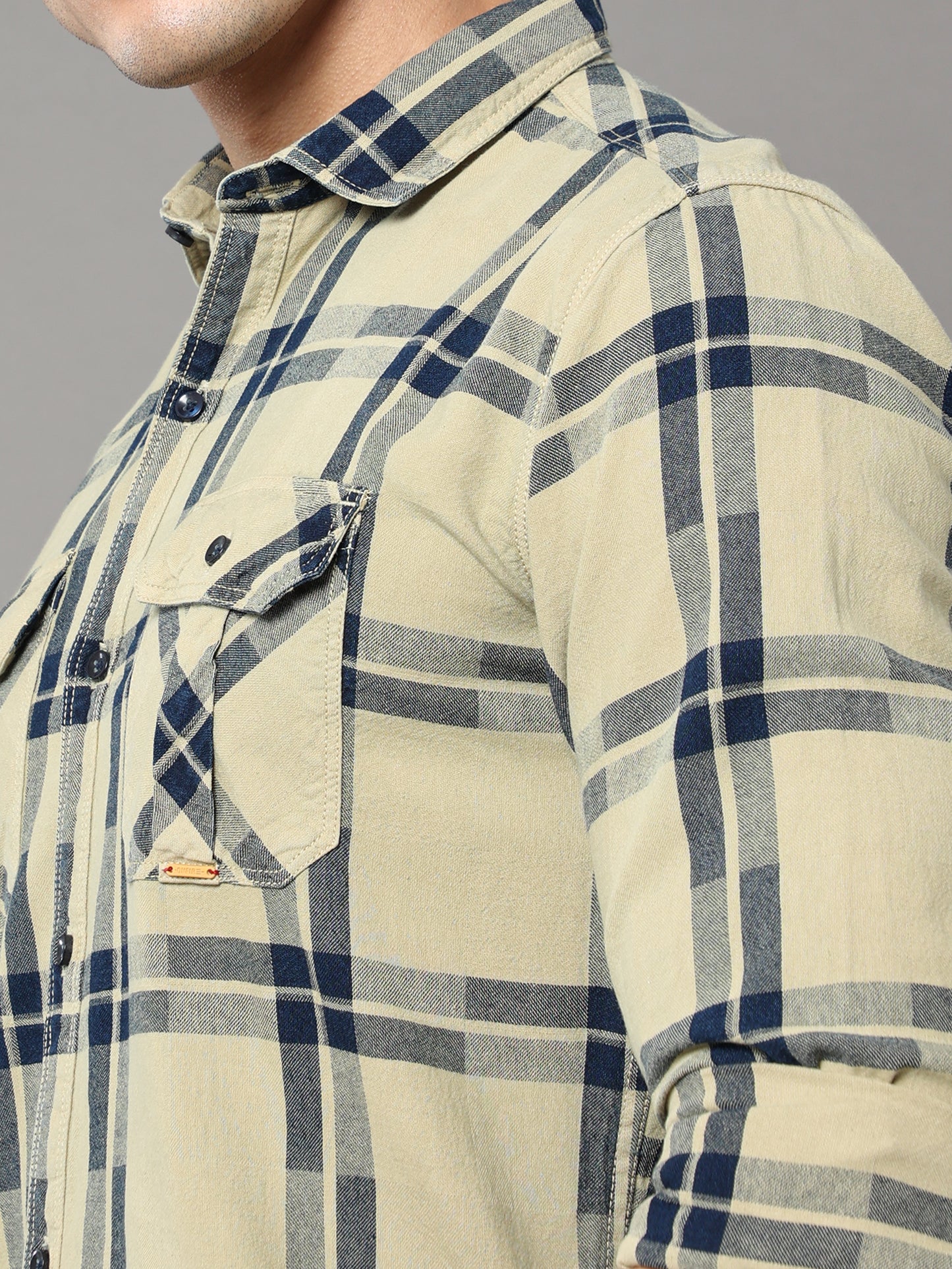 Onfire Tomford Checks Beige Cargo Shirt