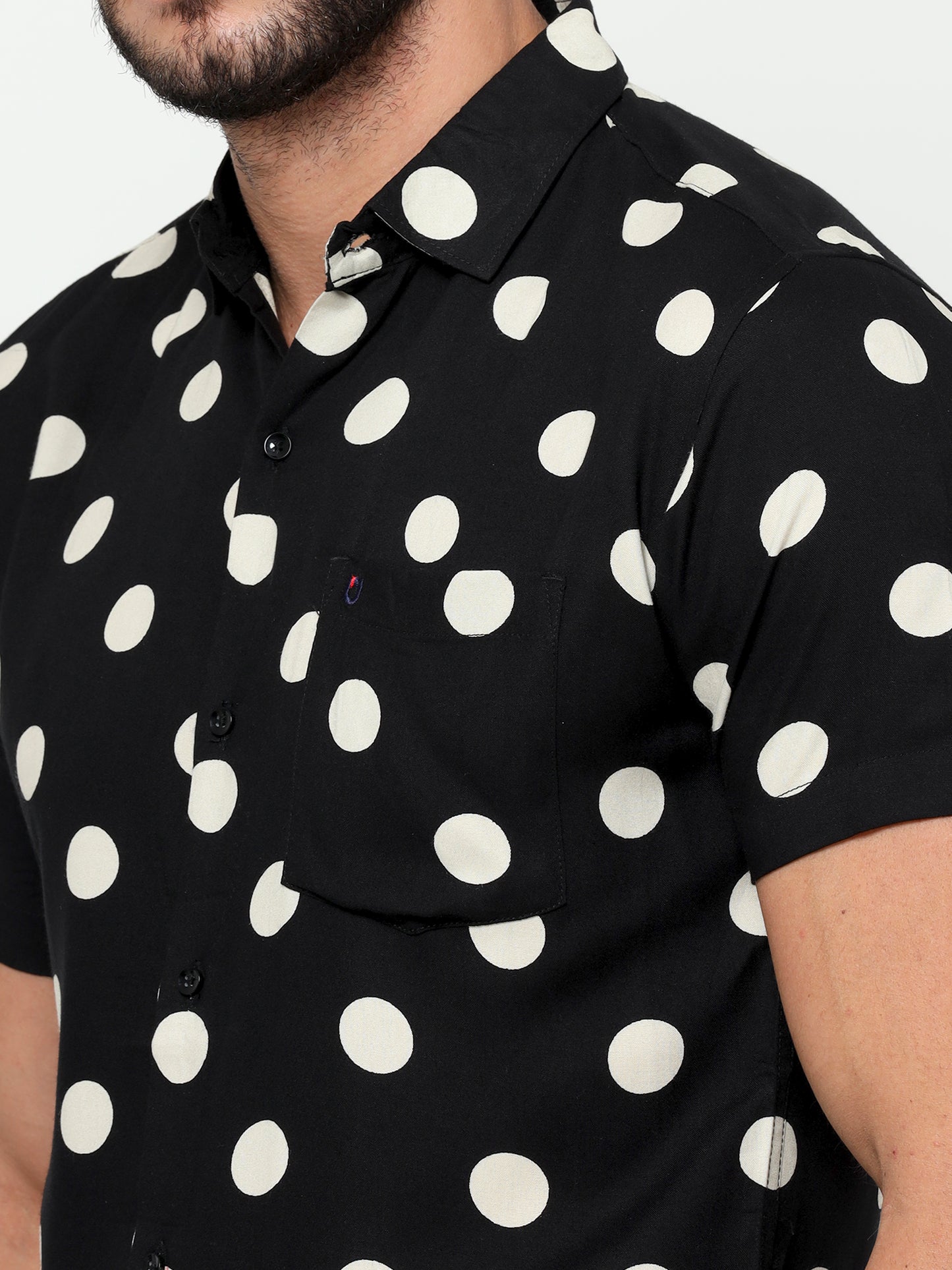 Onfire half sleeve Rayon Ball Print Black