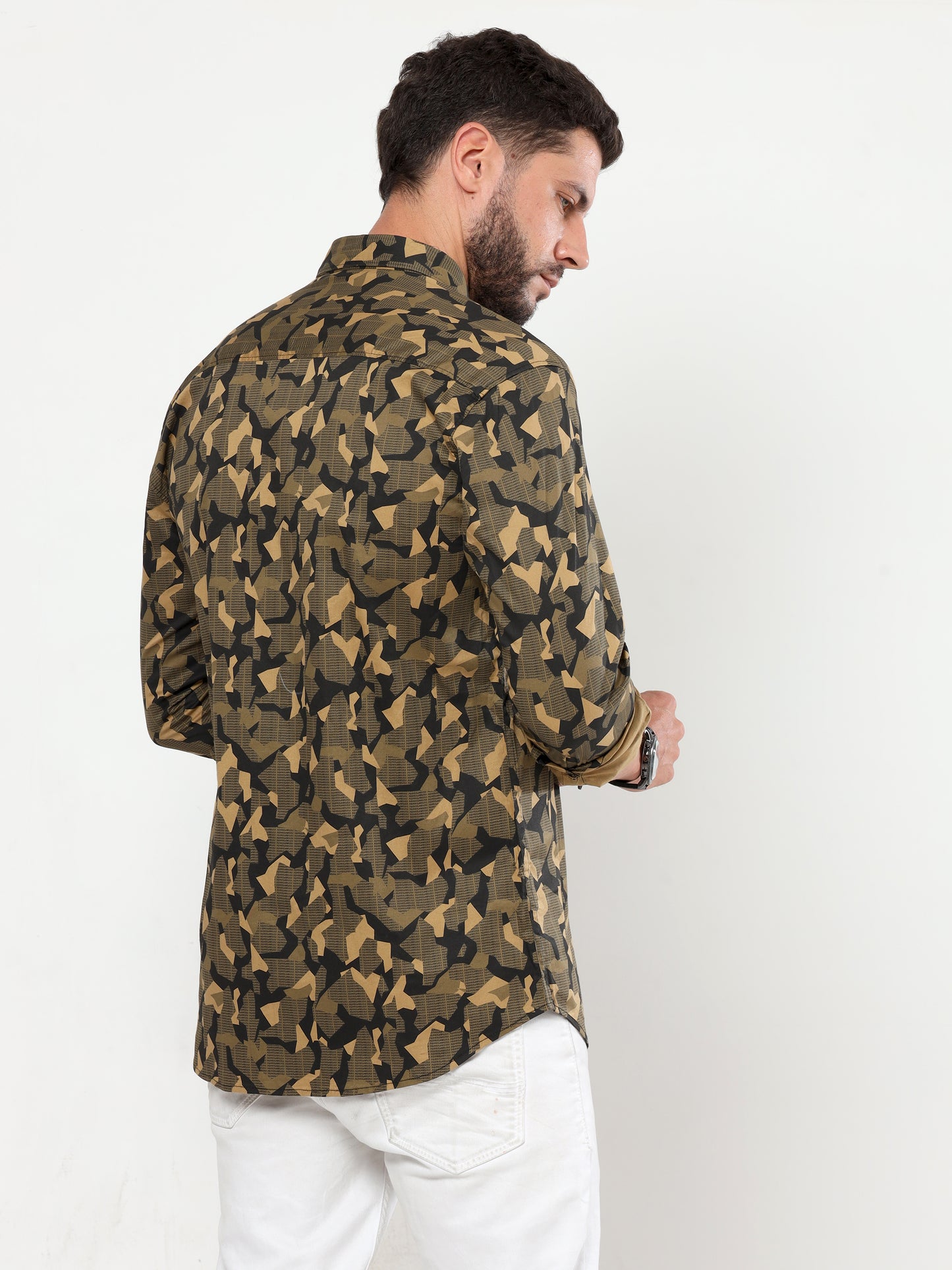 Onfire Brazil Camaflouge Lycra Print Beige Shirt - A2103A