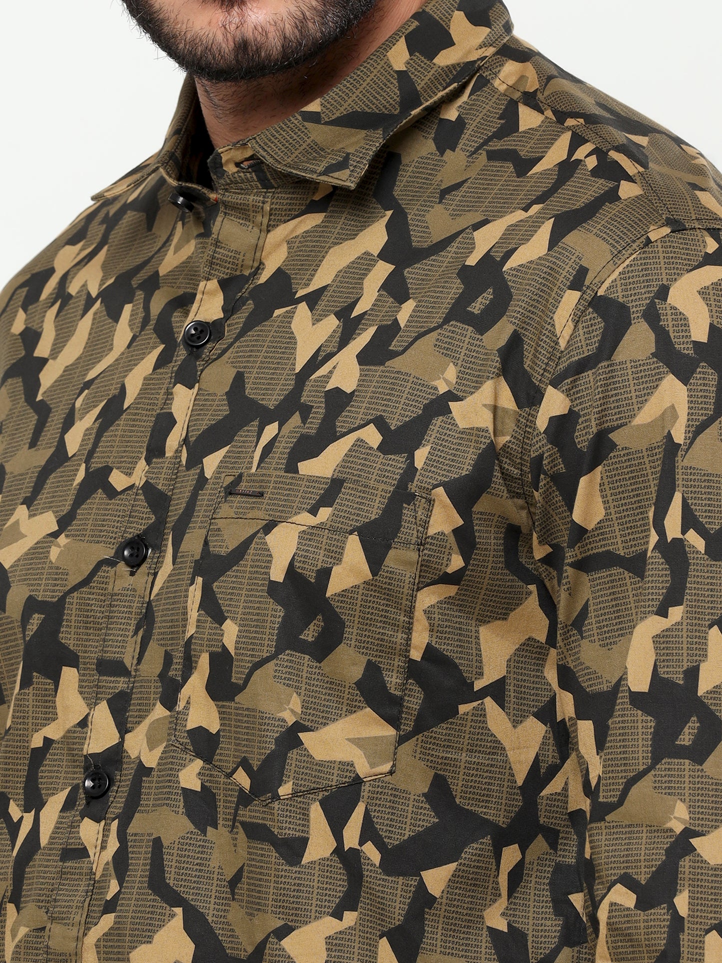 Onfire Brazil Camaflouge Lycra Print Beige Shirt - A2103A