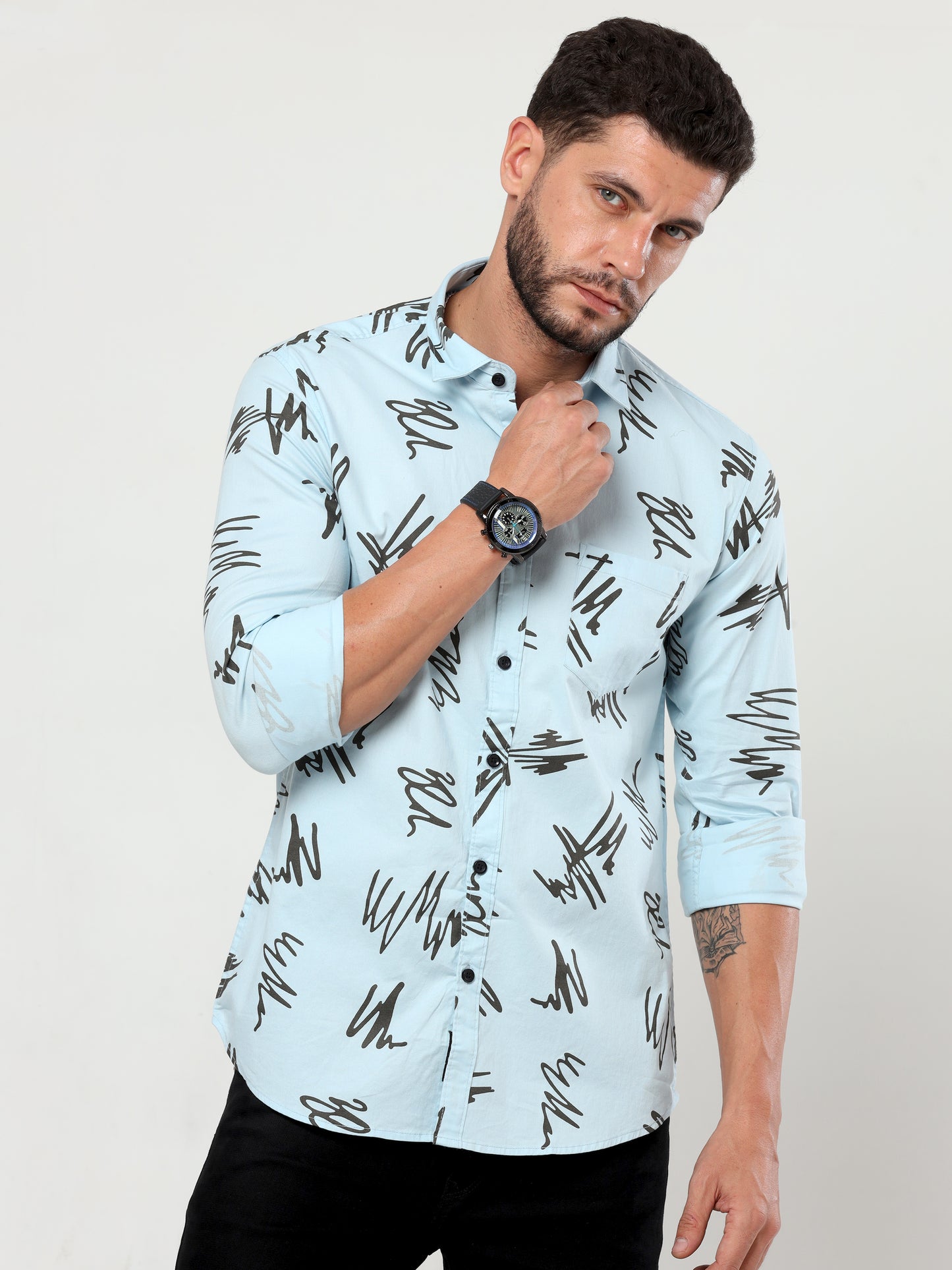 onfire lycra atlanta abstract print 2084 sky blue