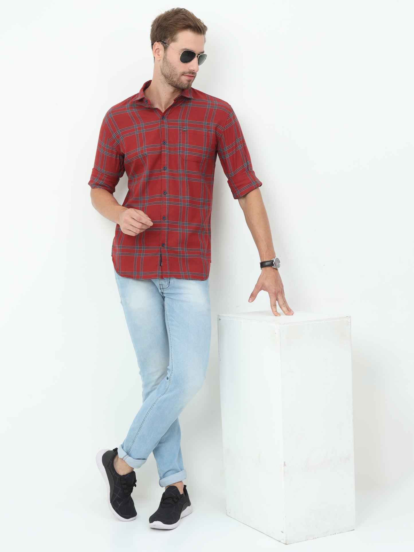 Onfire Checks Rust Shirt