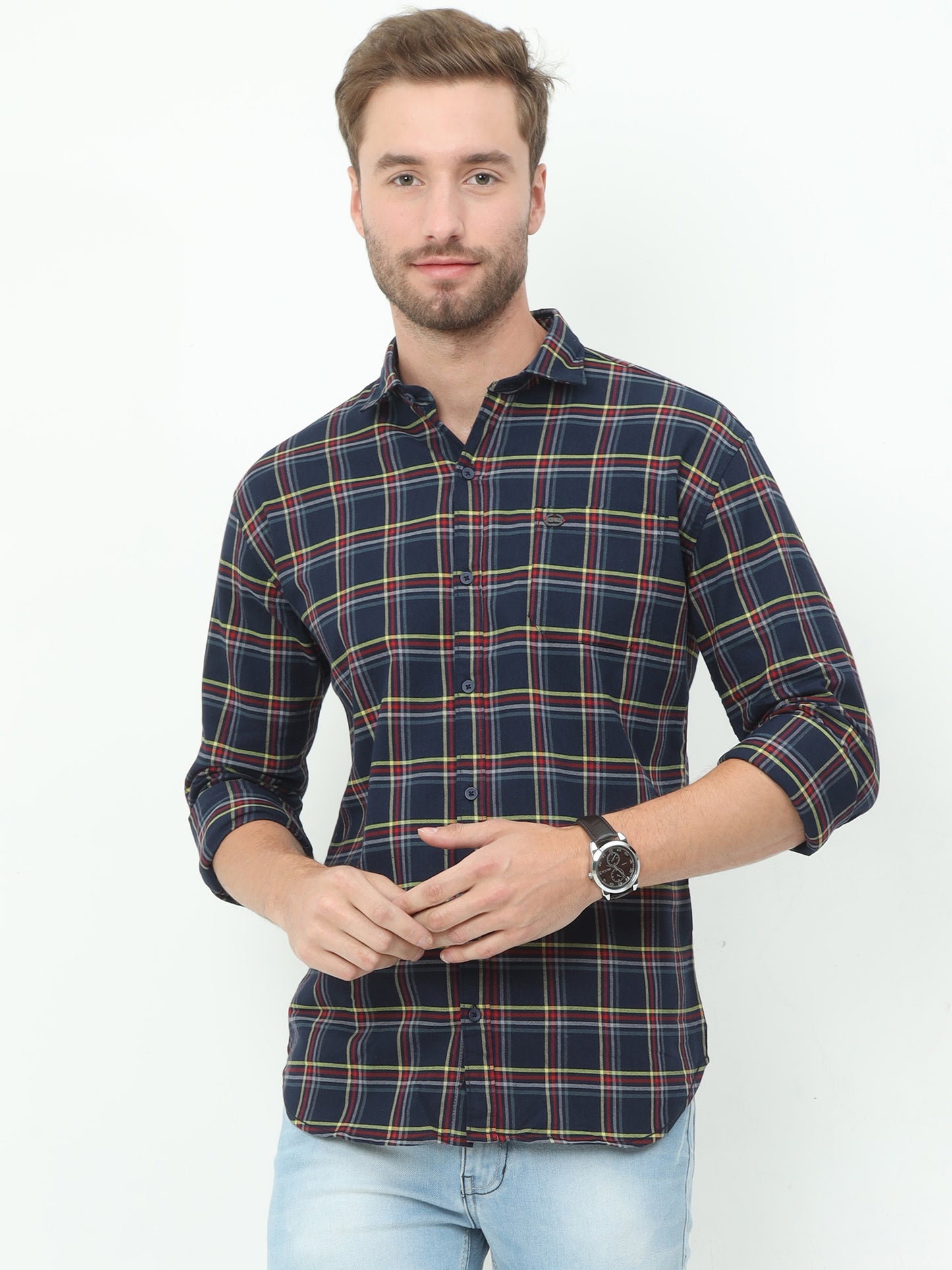 Onfire Checks Blue Shirt