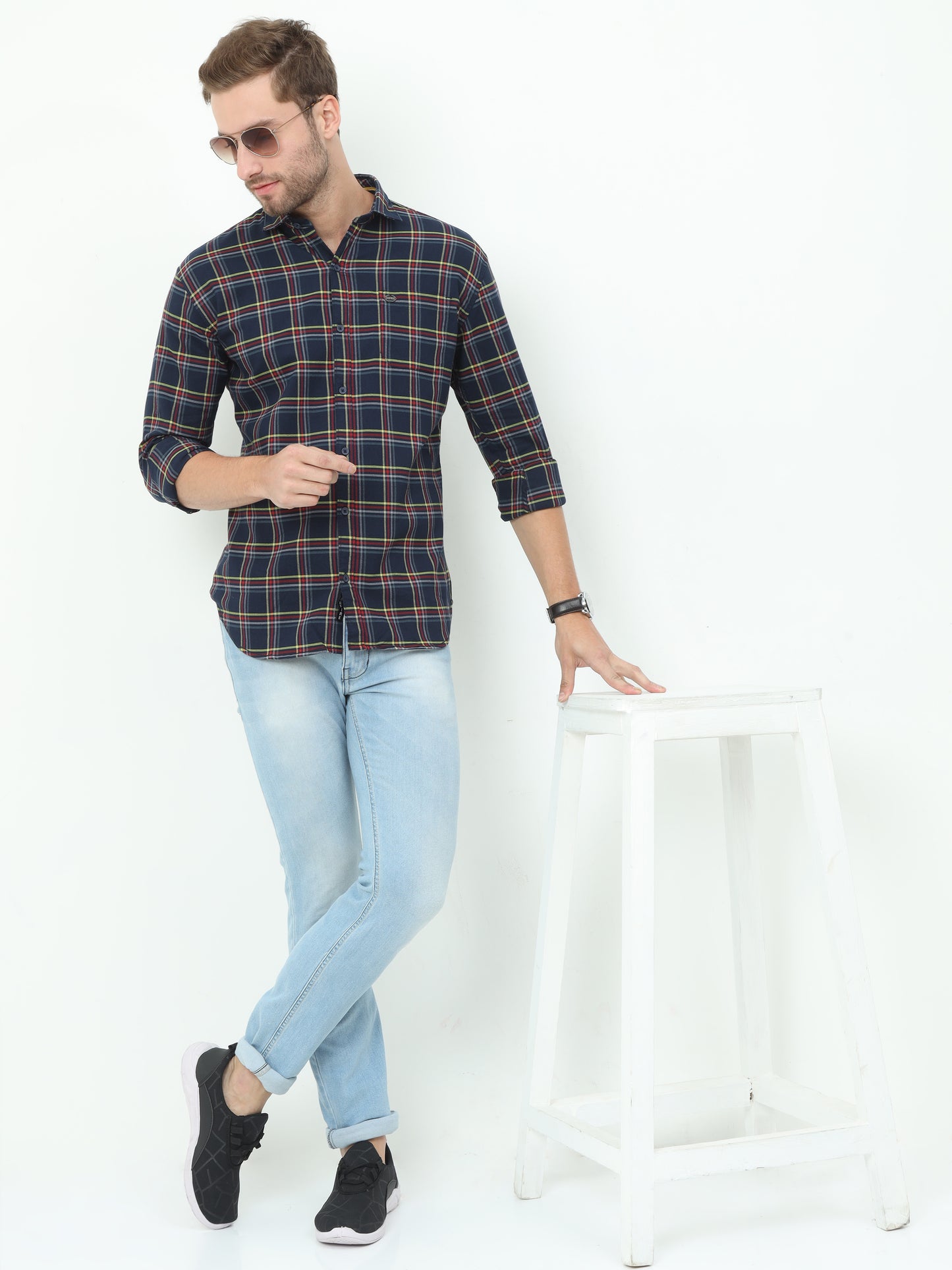 Onfire Checks Blue Shirt