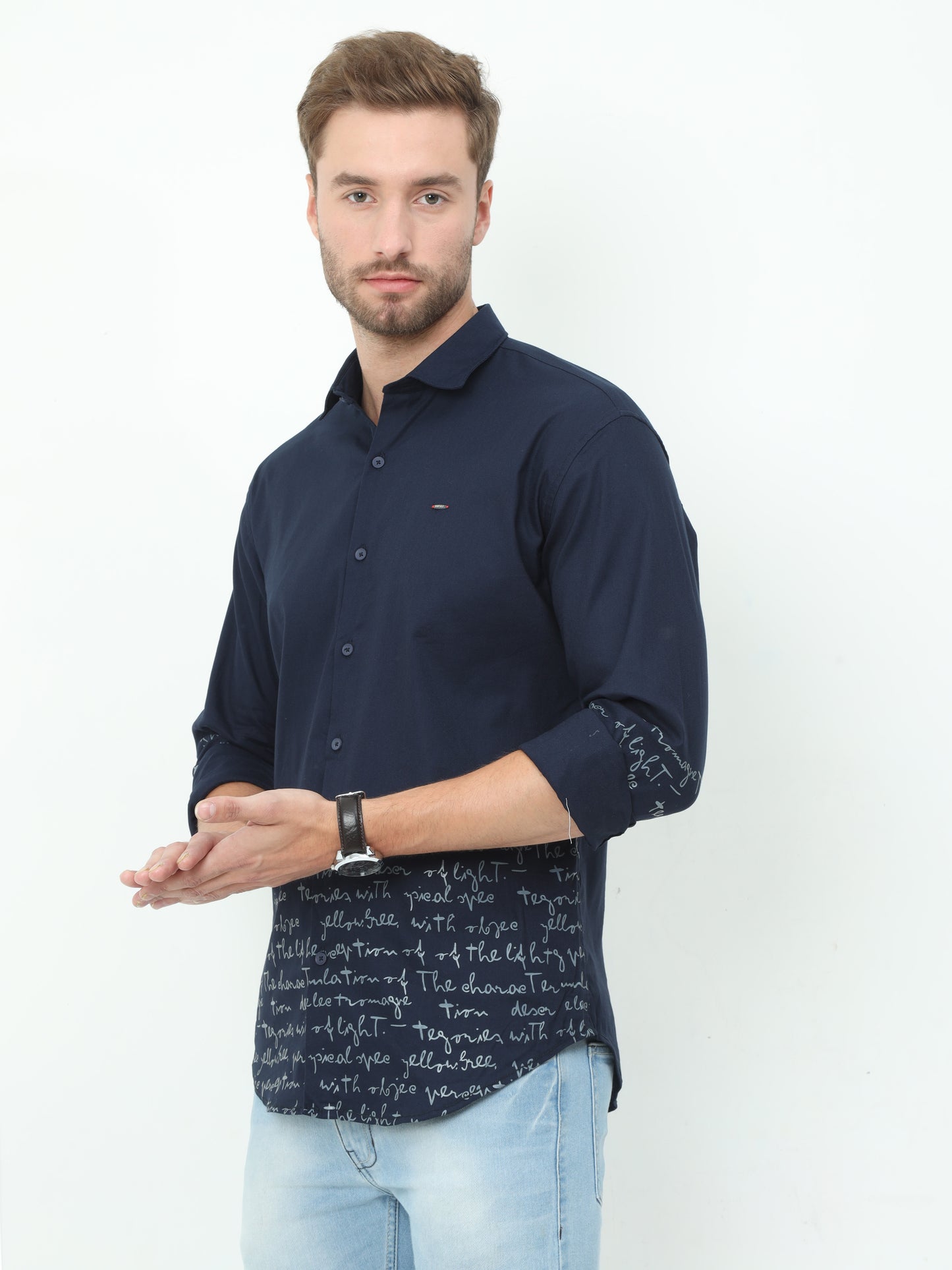Onfire Mario Designer Navy Blue Shirt