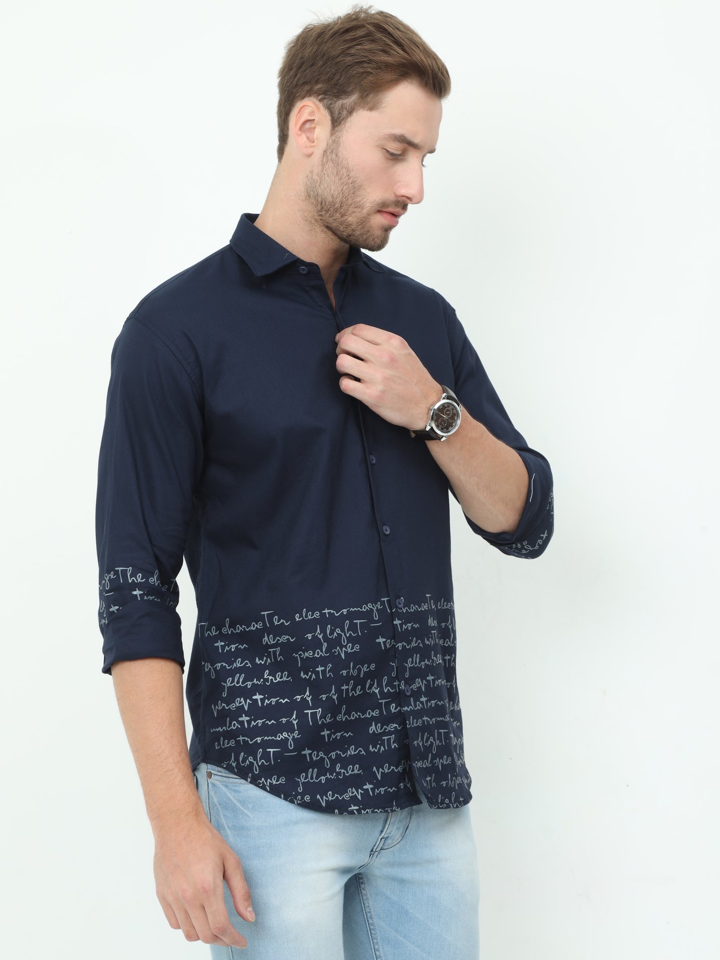 Onfire Mario Designer Navy Blue Shirt