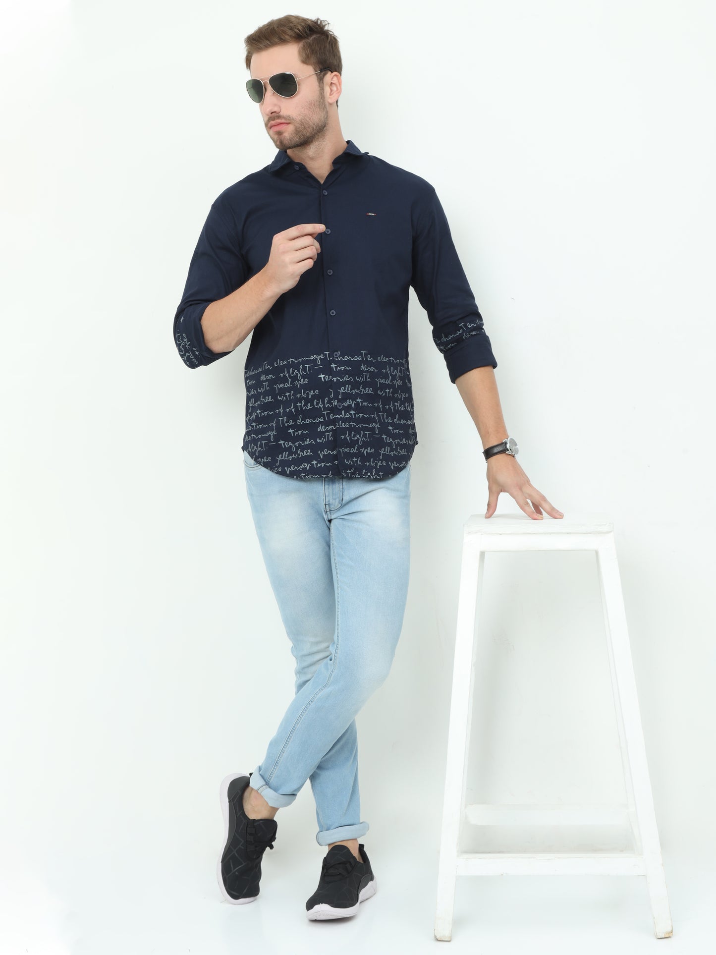 Onfire Mario Designer Navy Blue Shirt