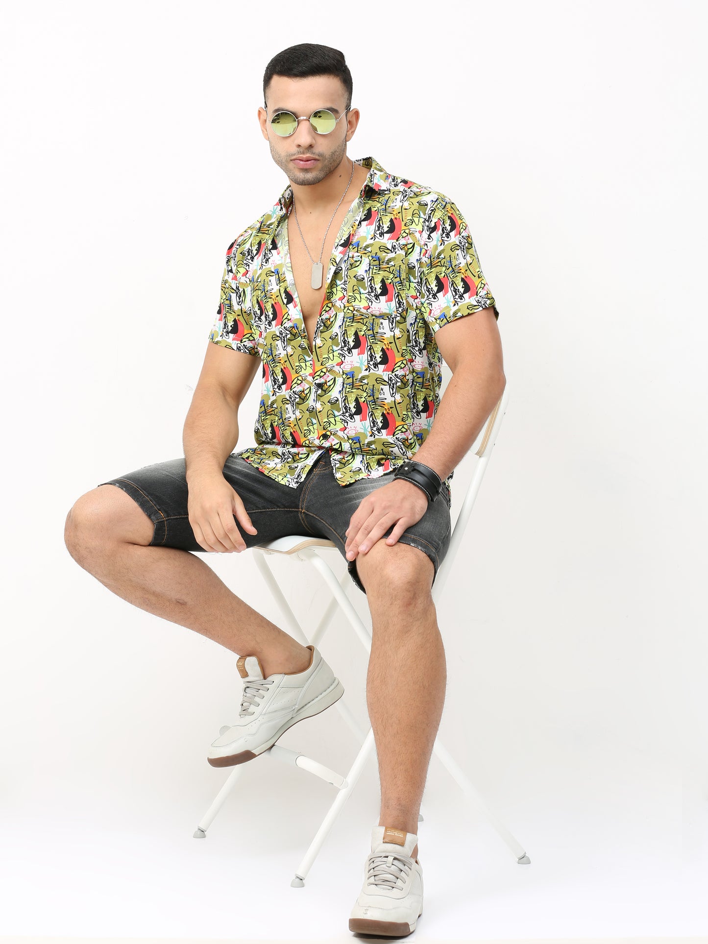 Onfire Floral Lemon Green Shirt