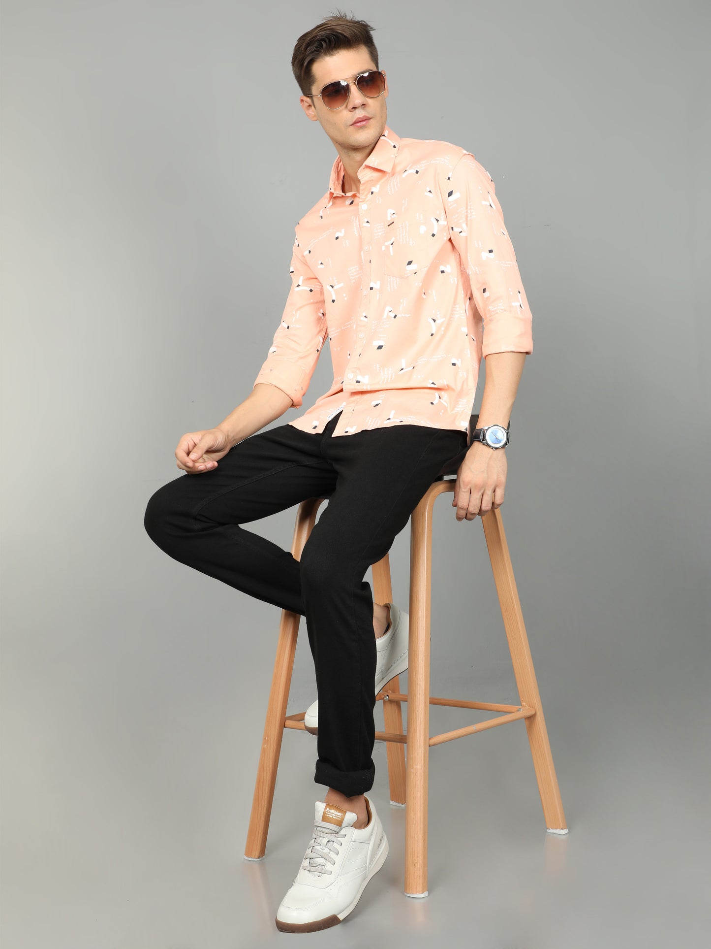 Onfire Printed Light Orange Shirt - A2106A