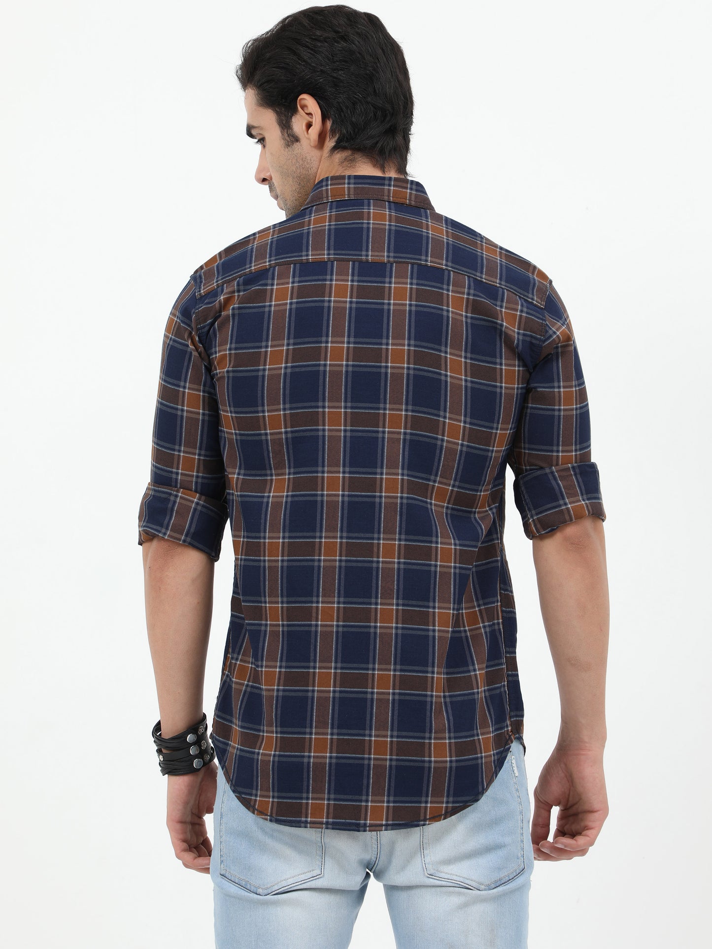 Onfire Checks Cargo Shirt - Brown/ Blue