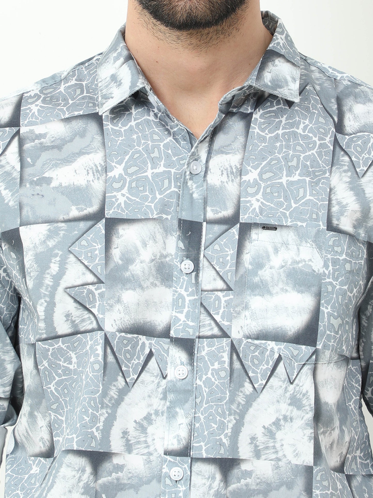 Onfire Abstract Digital Print Shirt - Grey