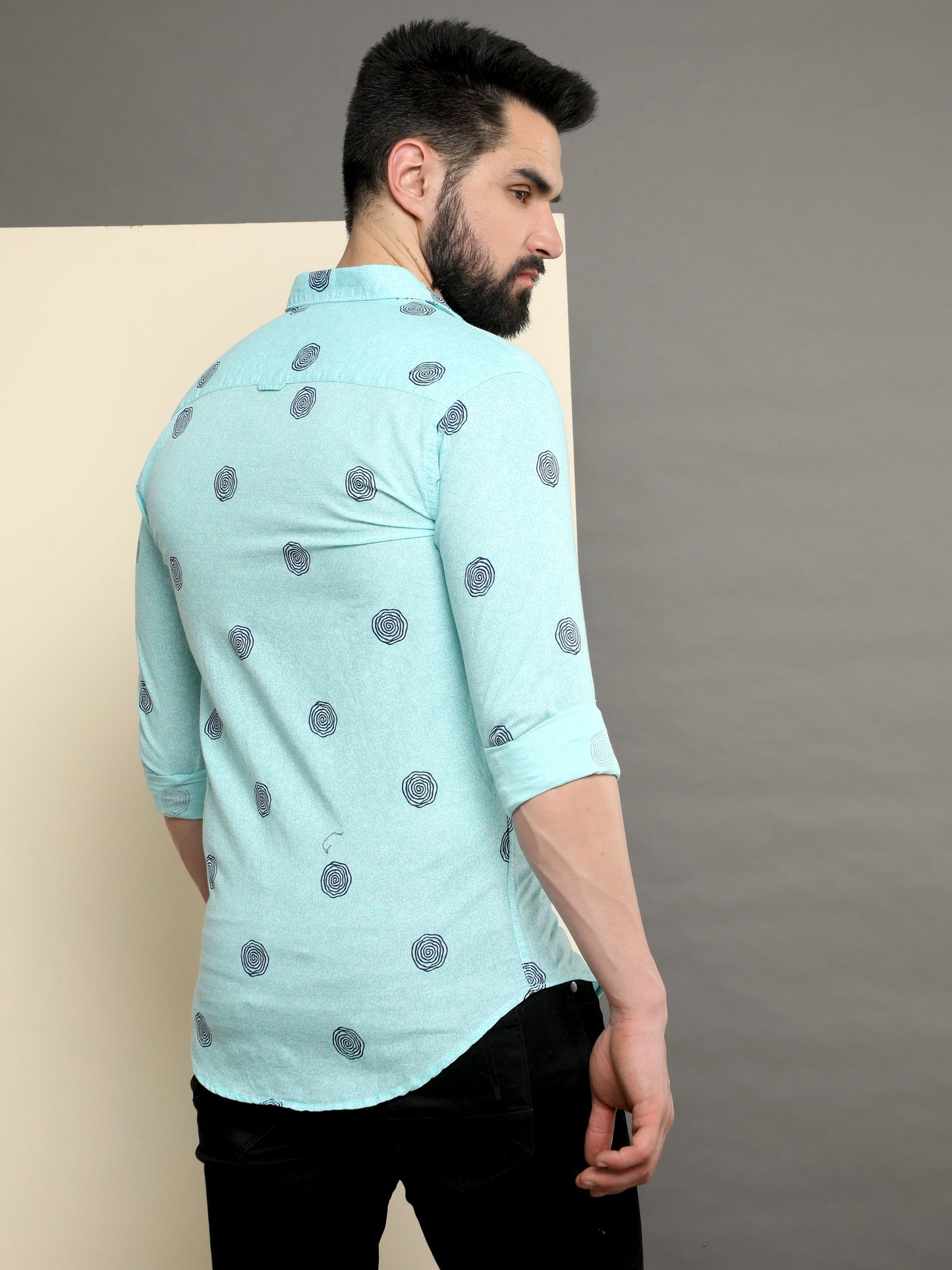 Onfire Linen Printed Shirt Sky Blue