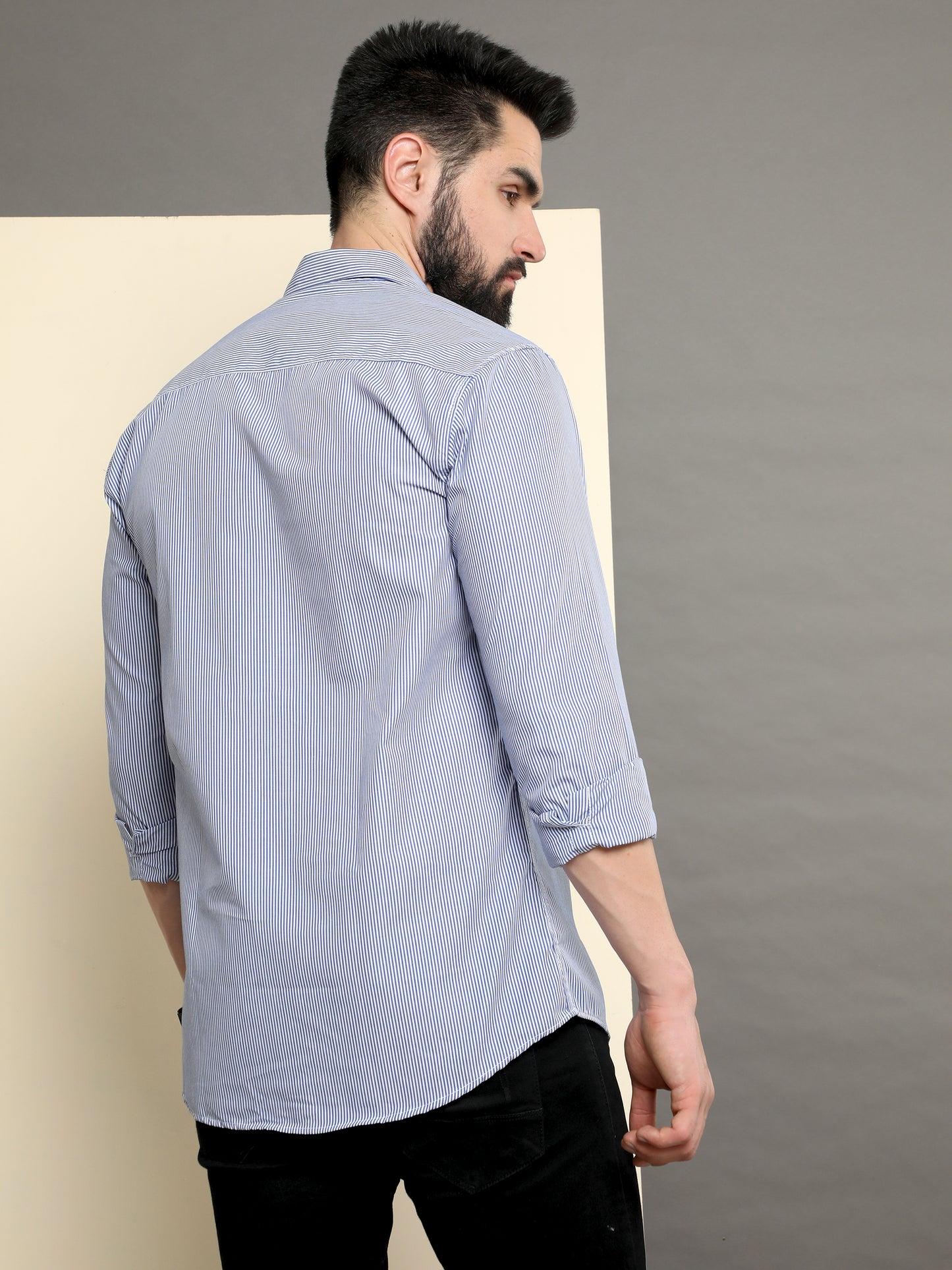 Onfire stripes designer shirt blue