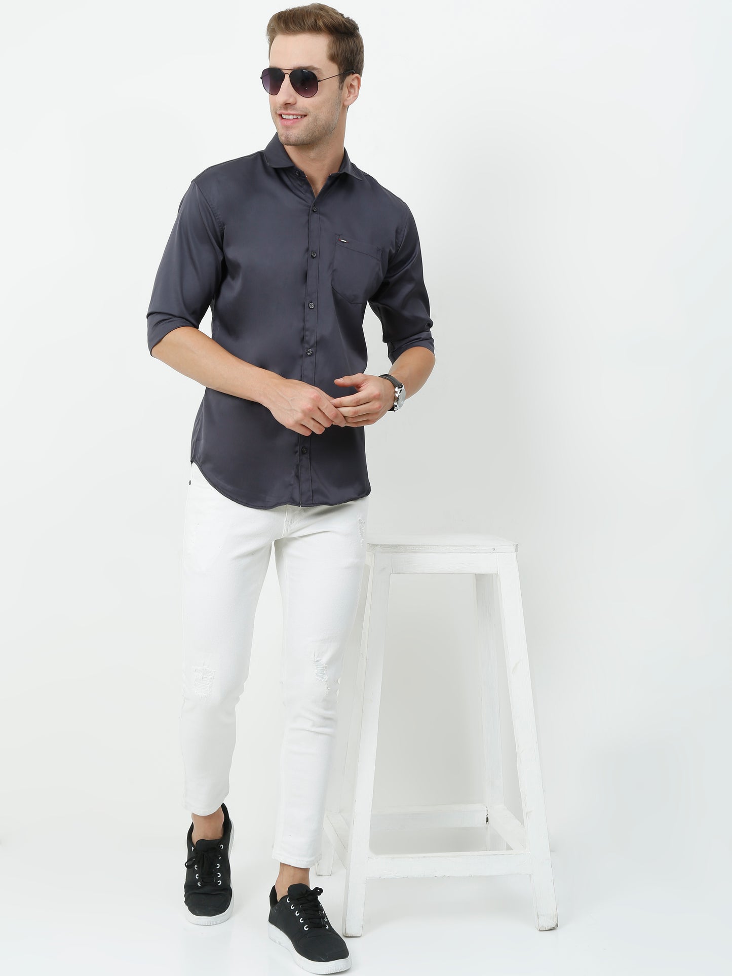 Onfire Satin Dark Grey Shirt