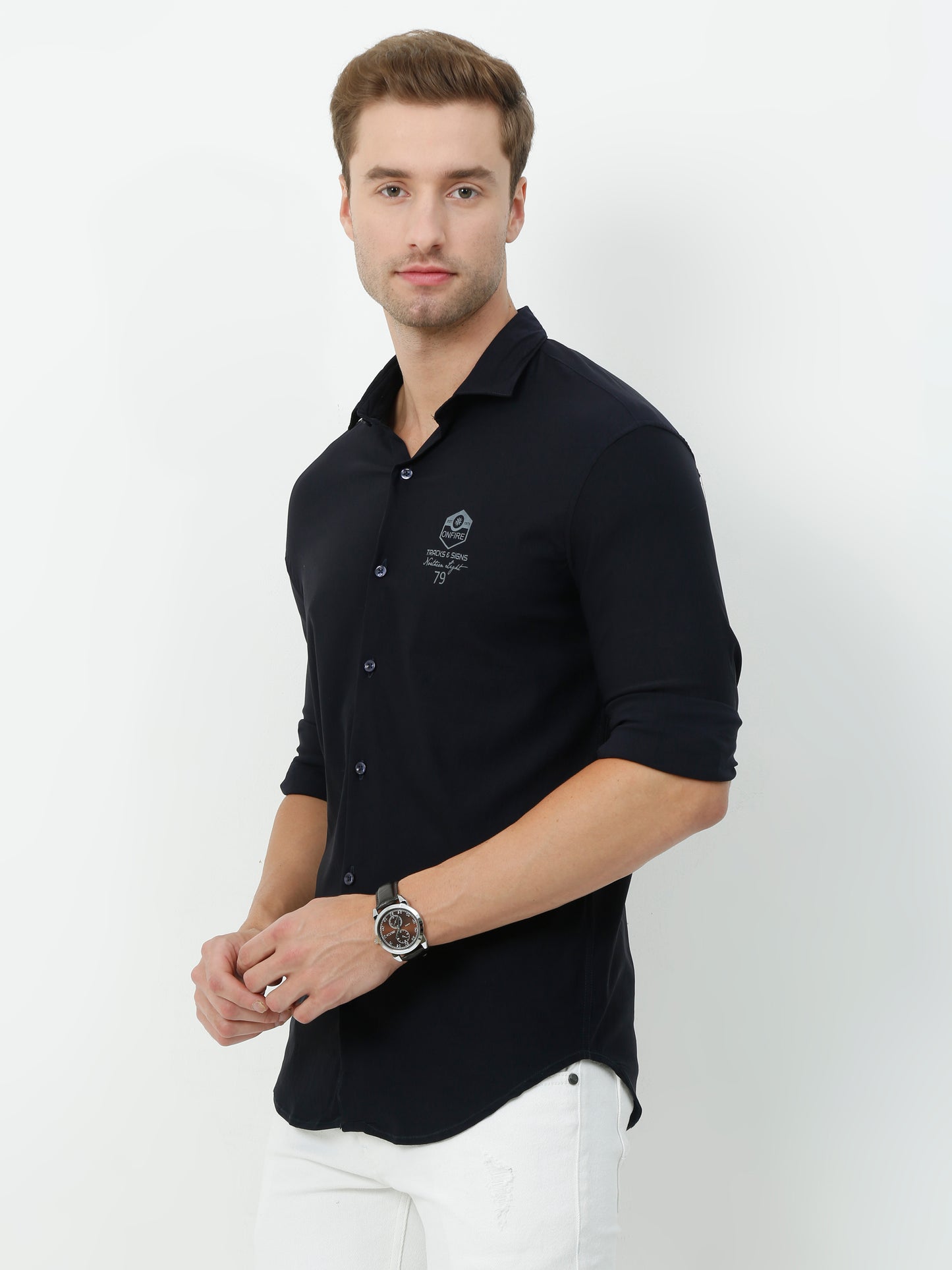 Onfire Designer Navy Blue Shirt