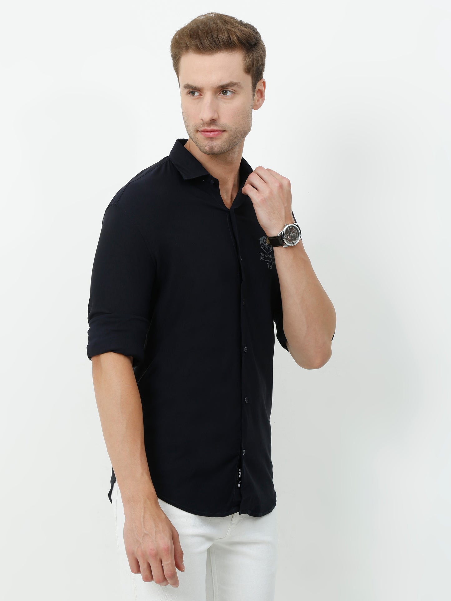 Onfire Designer Navy Blue Shirt