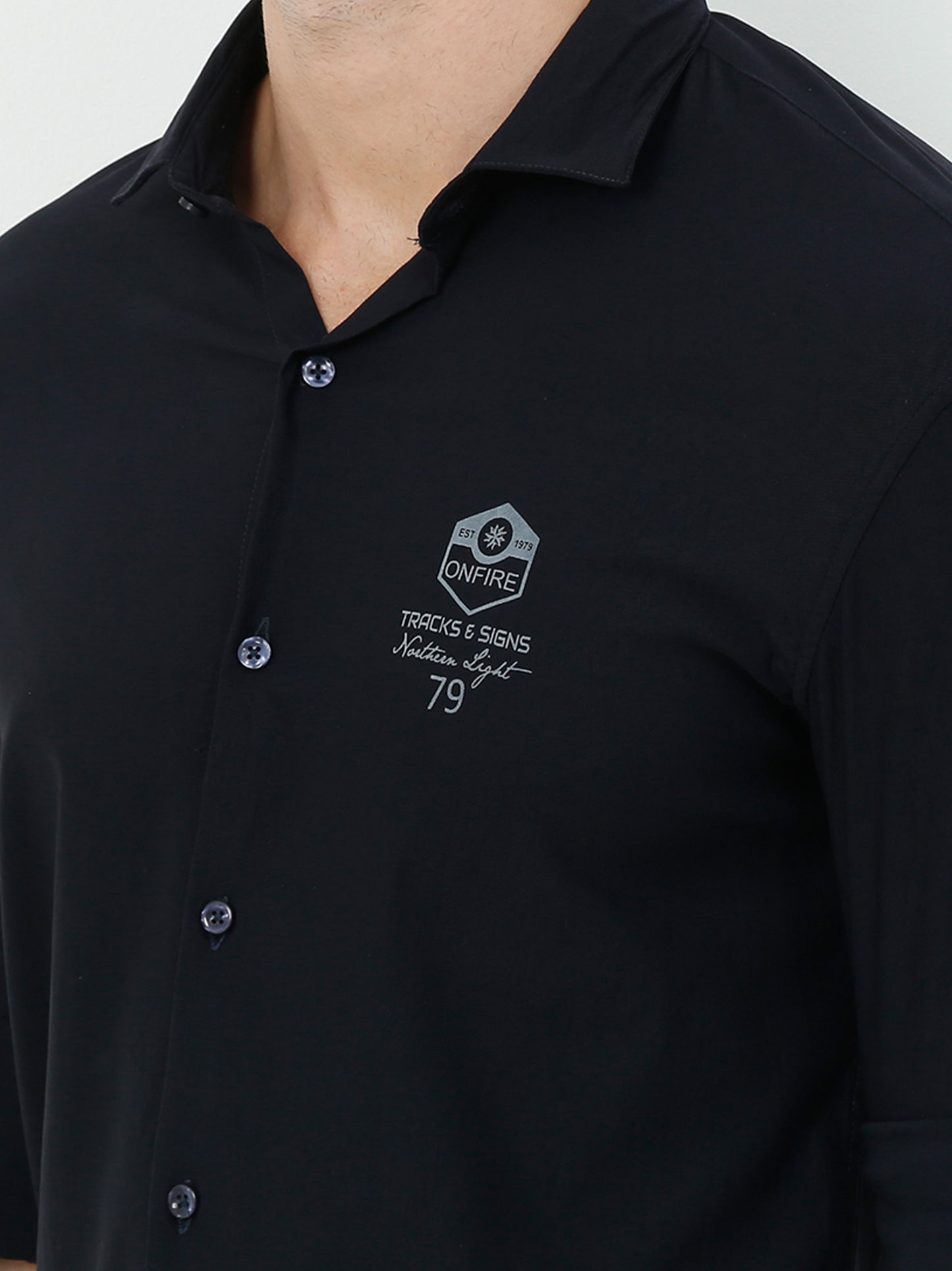 Onfire Designer Navy Blue Shirt