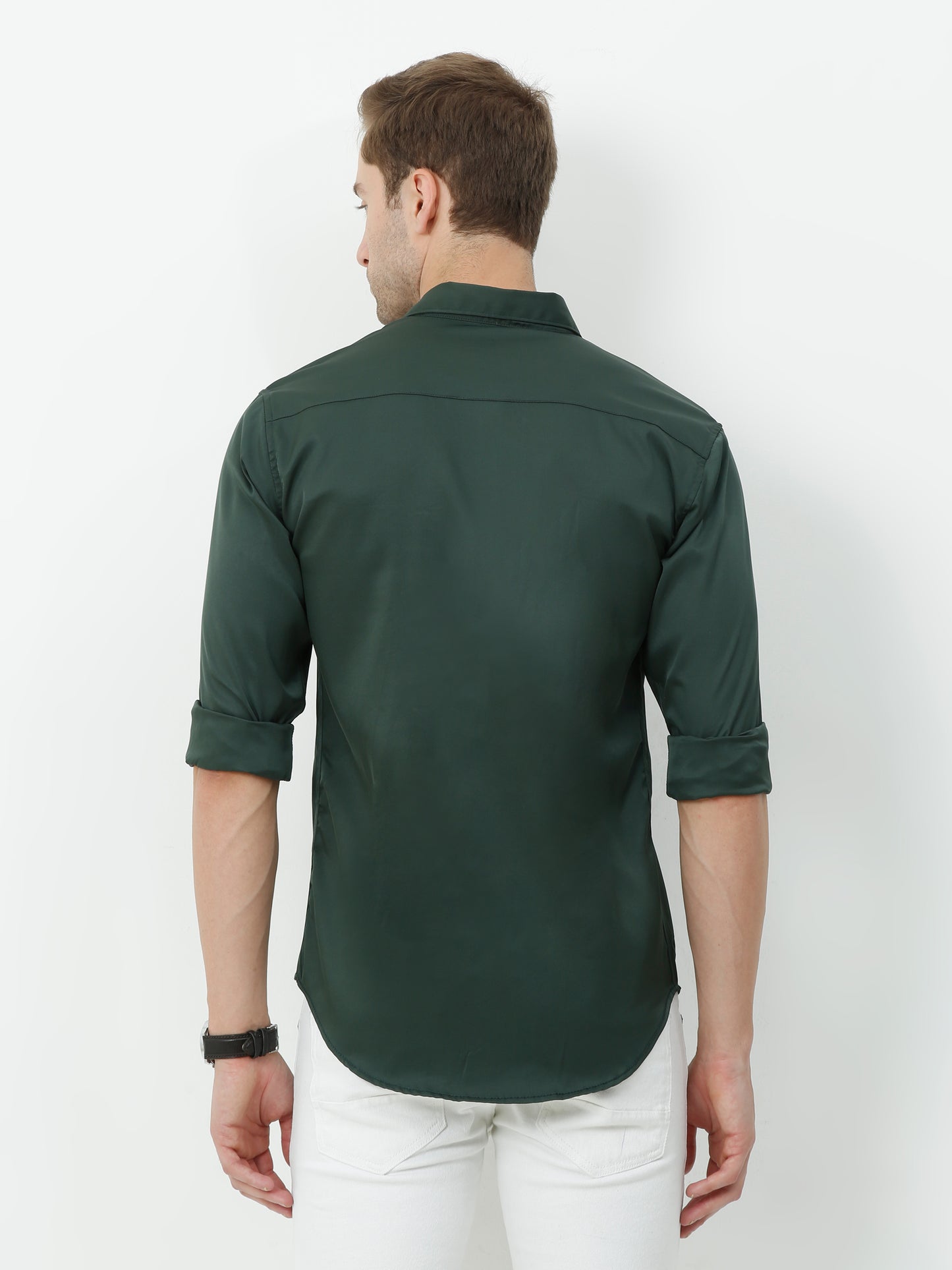Onfire Satin Bottle Green Shirt