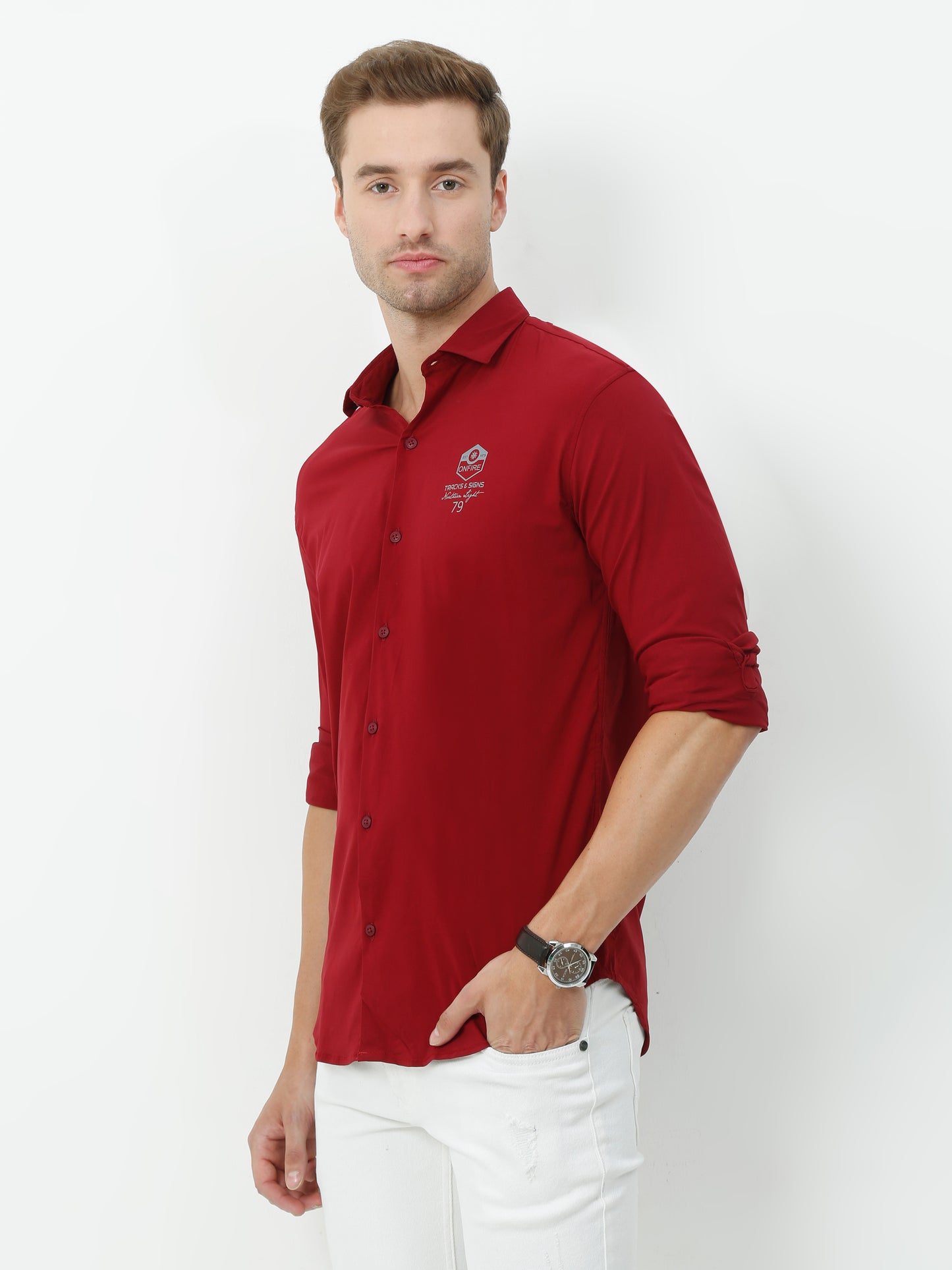 Onfire Designer Maroon Shirt