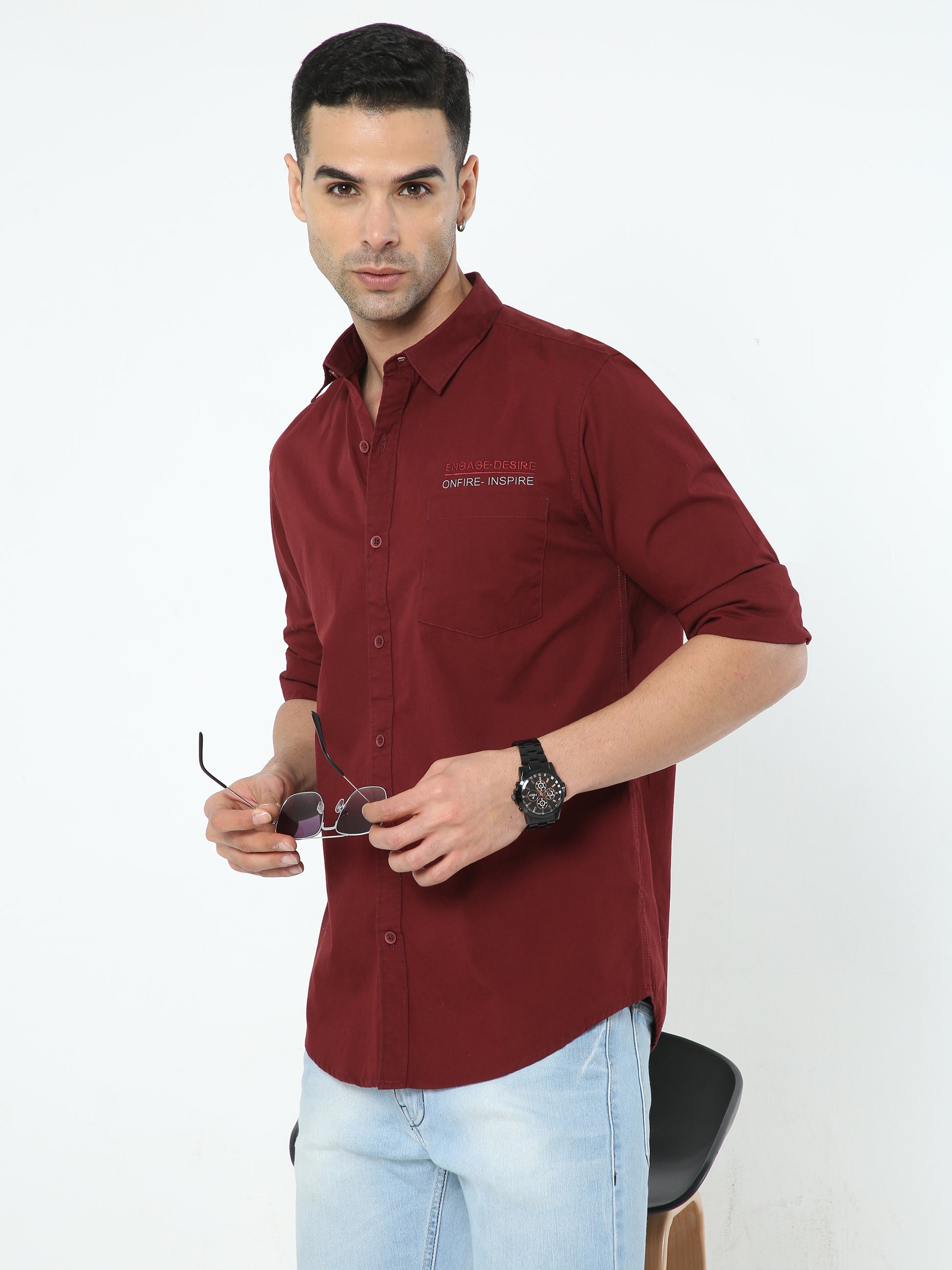 Onfire Solid Maroon Shirt