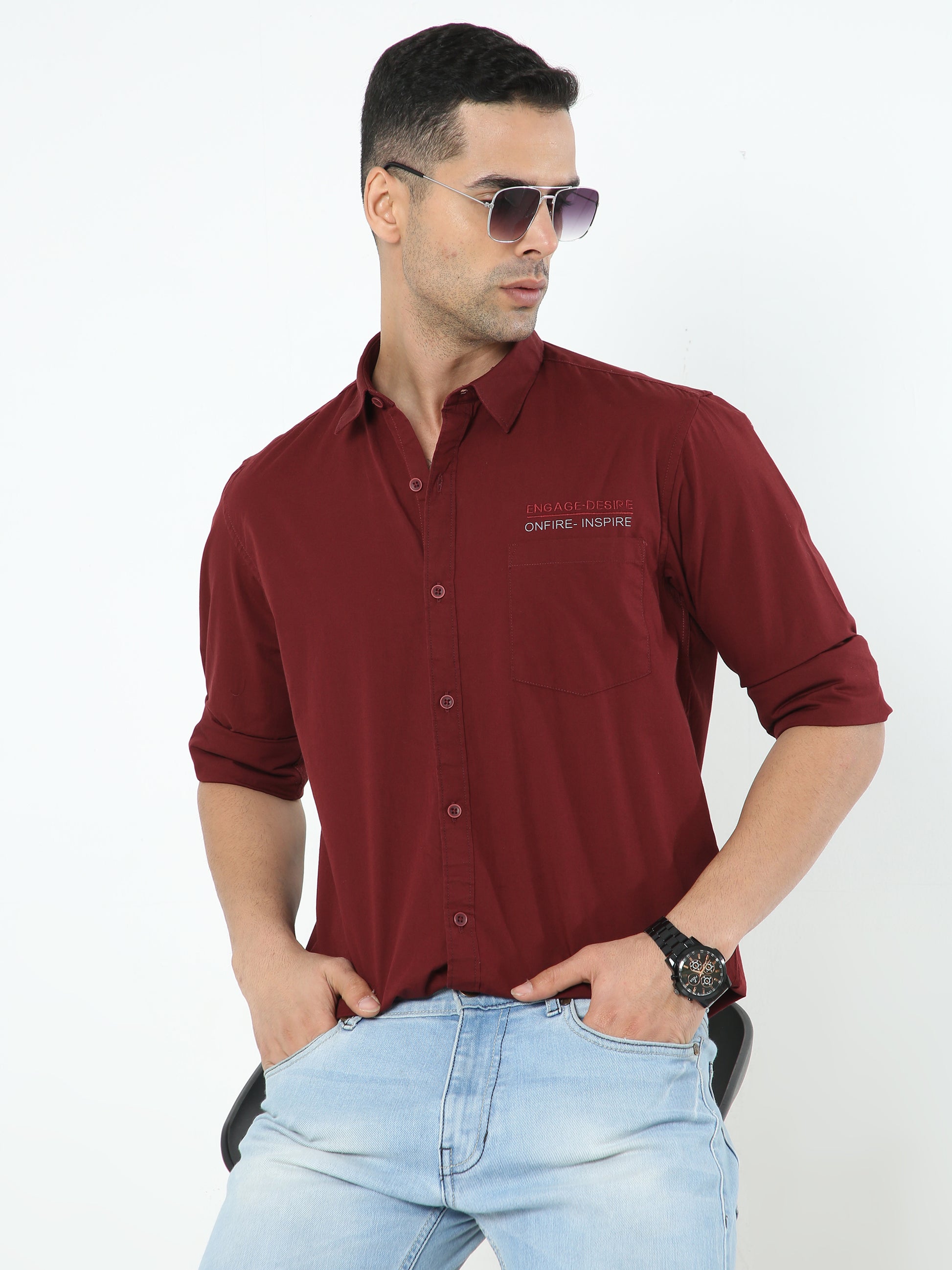 Onfire Solid Maroon Shirt