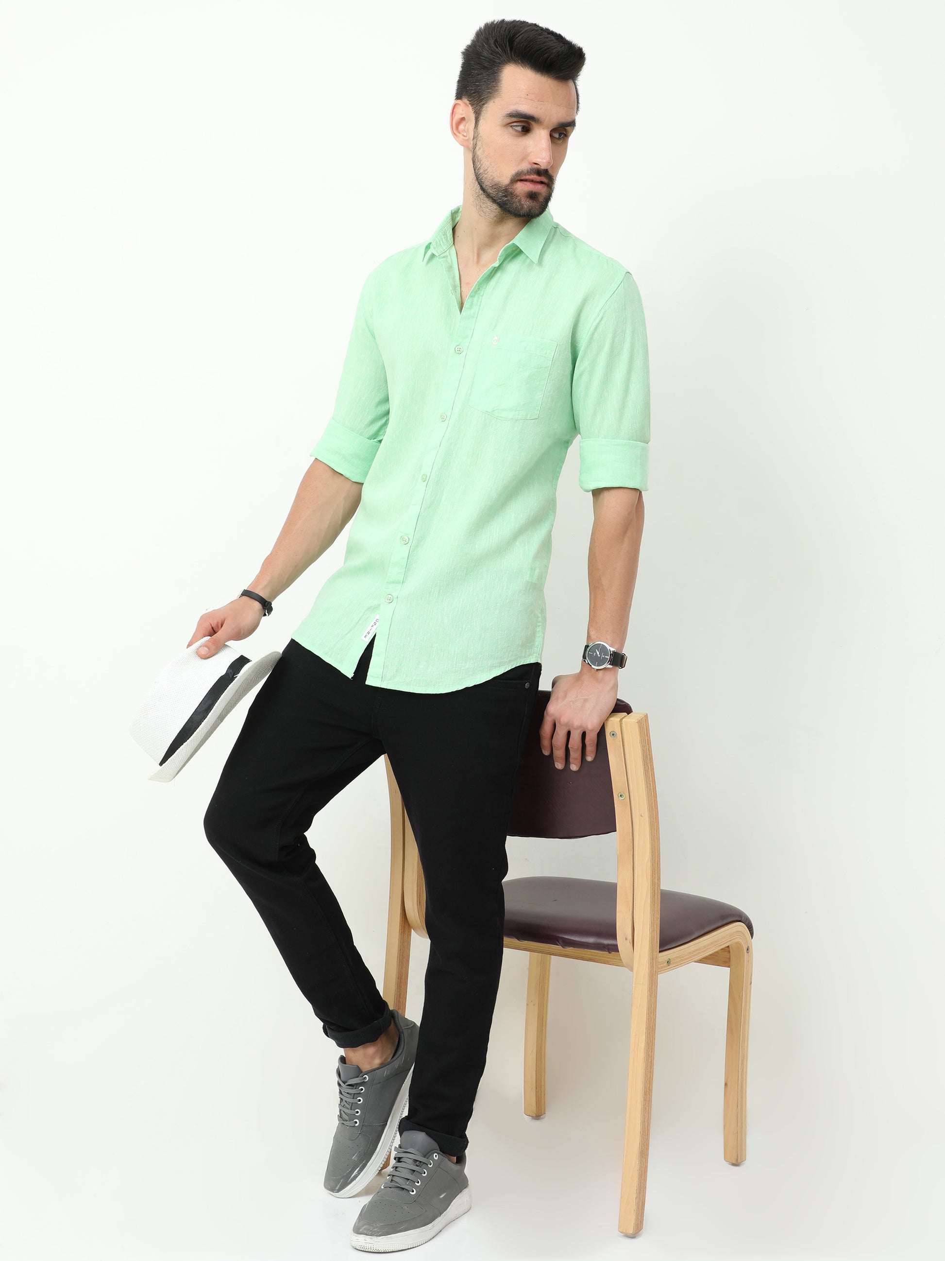 Linen Parrot Green Shirt | Parrot Green Linen Shirt Onfire Linen Parrot Green Shirt | Parrot Green Linen Shirt Onfire
