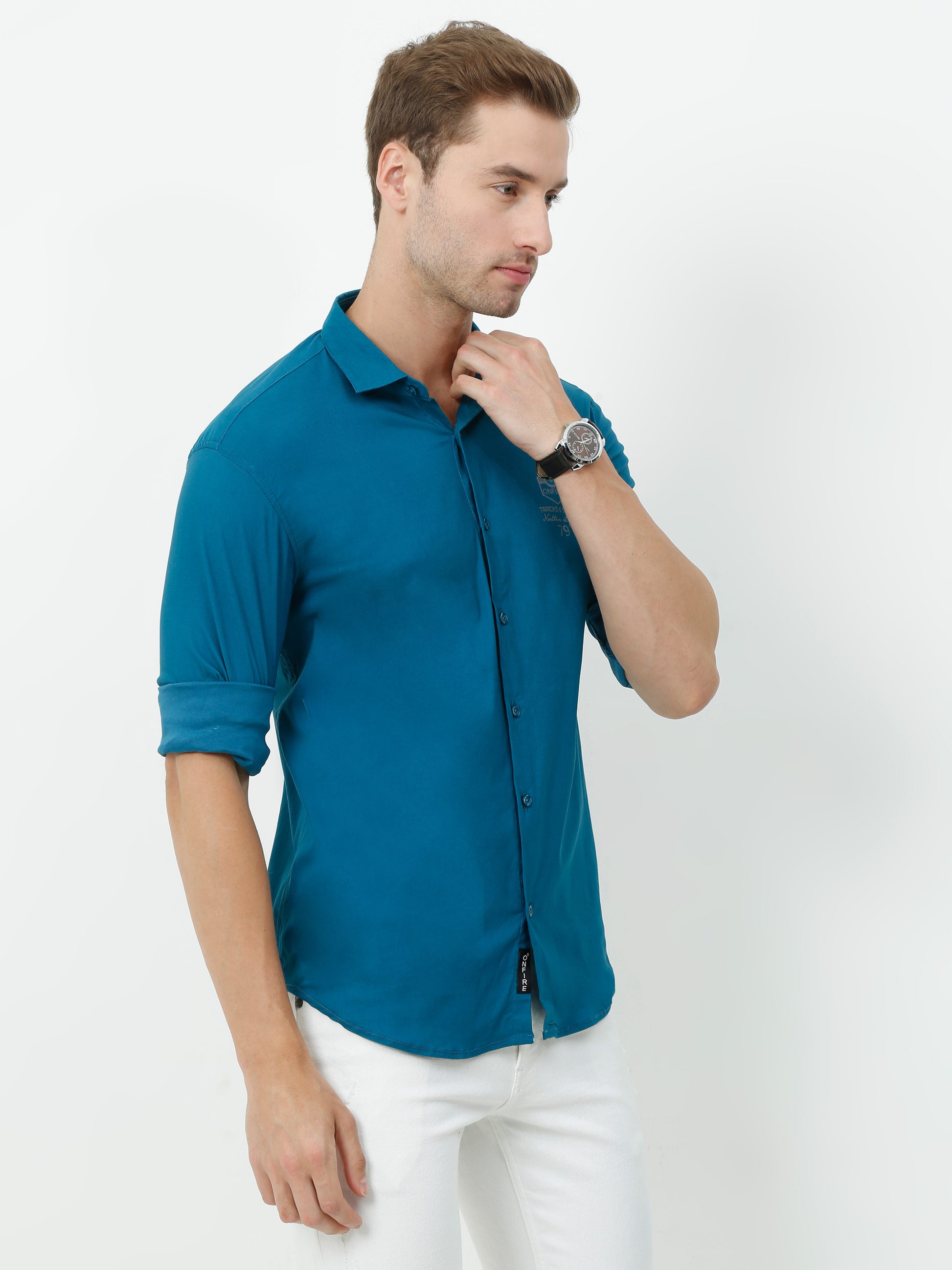 peacock blue mens dress shirt Covona Men's Short Sleeve Solid Peacock Blue Color Dress Shirt size Small