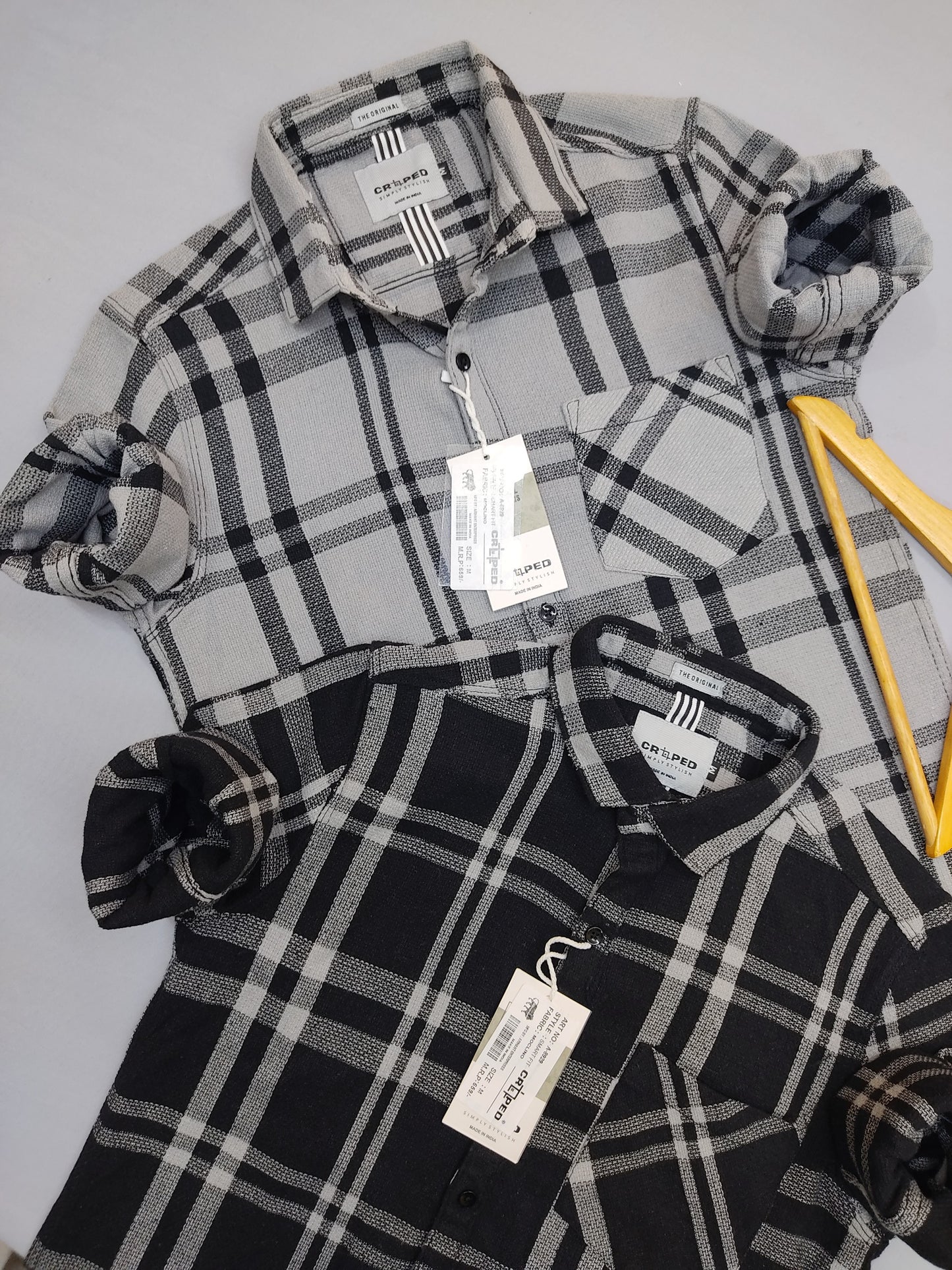 Croped Black & White Checks Full Sleeves Shirt