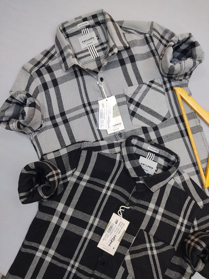 Croped Black & White Checks Full Sleeves Shirt