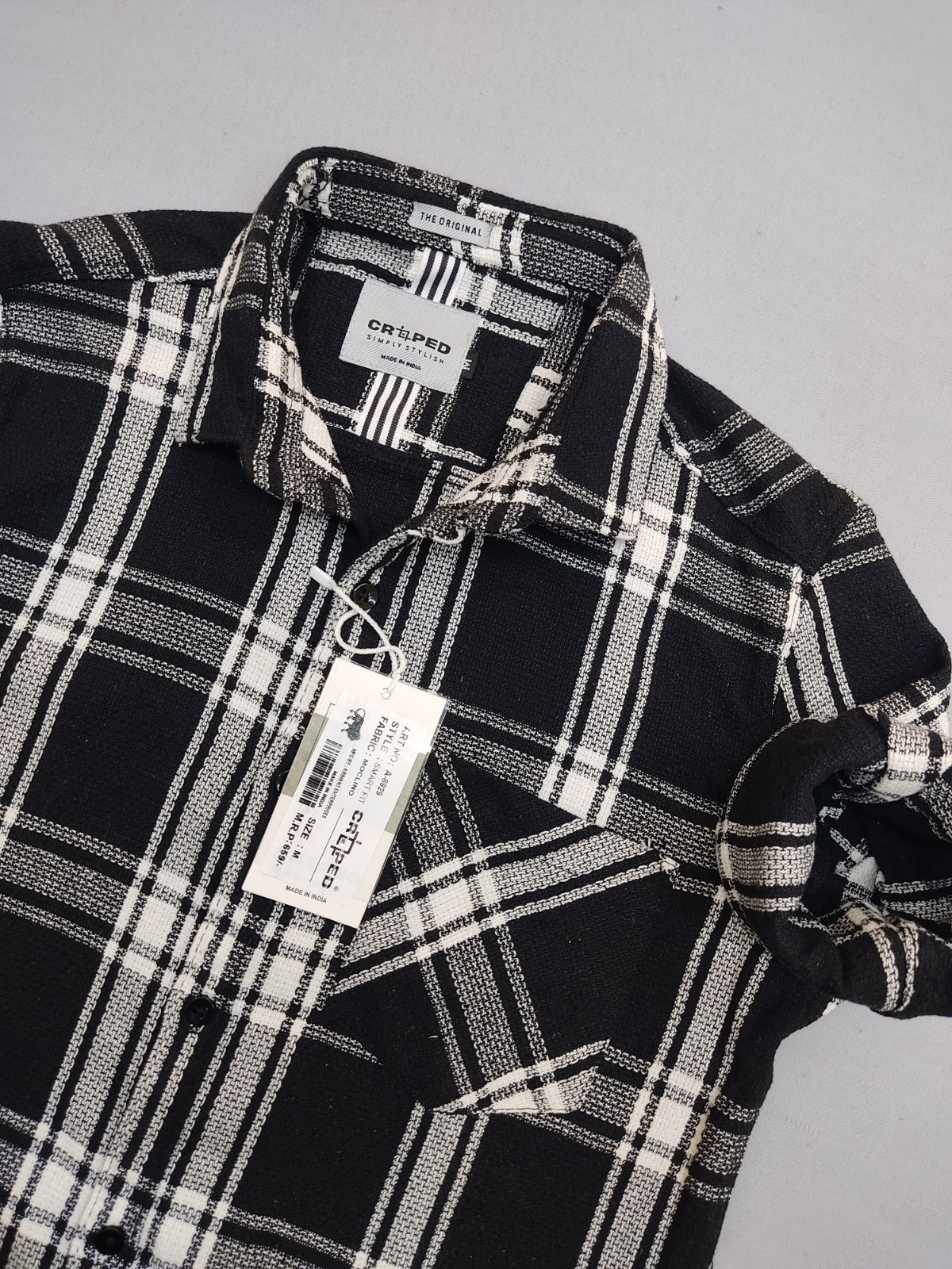Croped Black & White Checks Full Sleeves Shirt