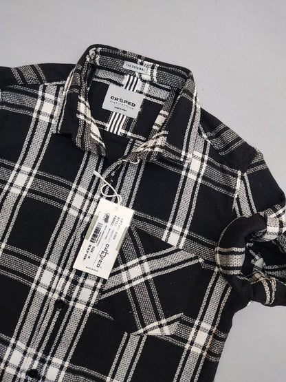 Croped Black & White Checks Full Sleeves Shirt