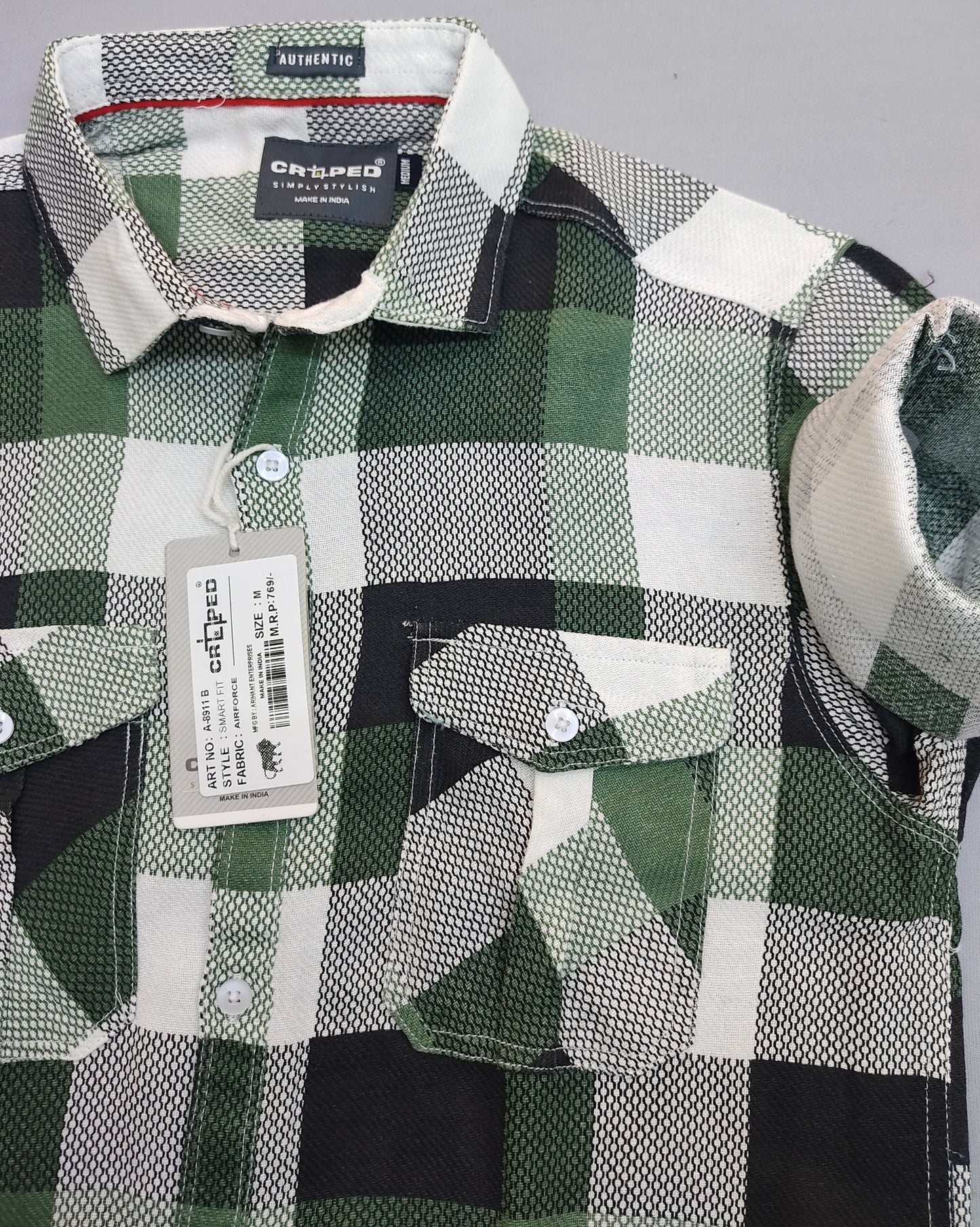 Croped Airforce Checks Full Sleeves Shirts