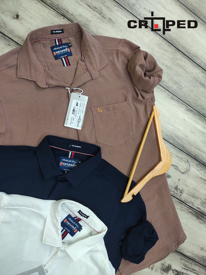 Croped Popcorn Plain Shirt