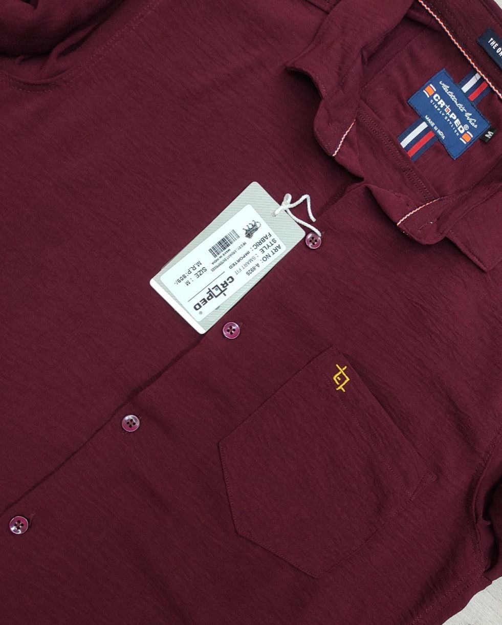 Croped Popcorn Plain Shirt