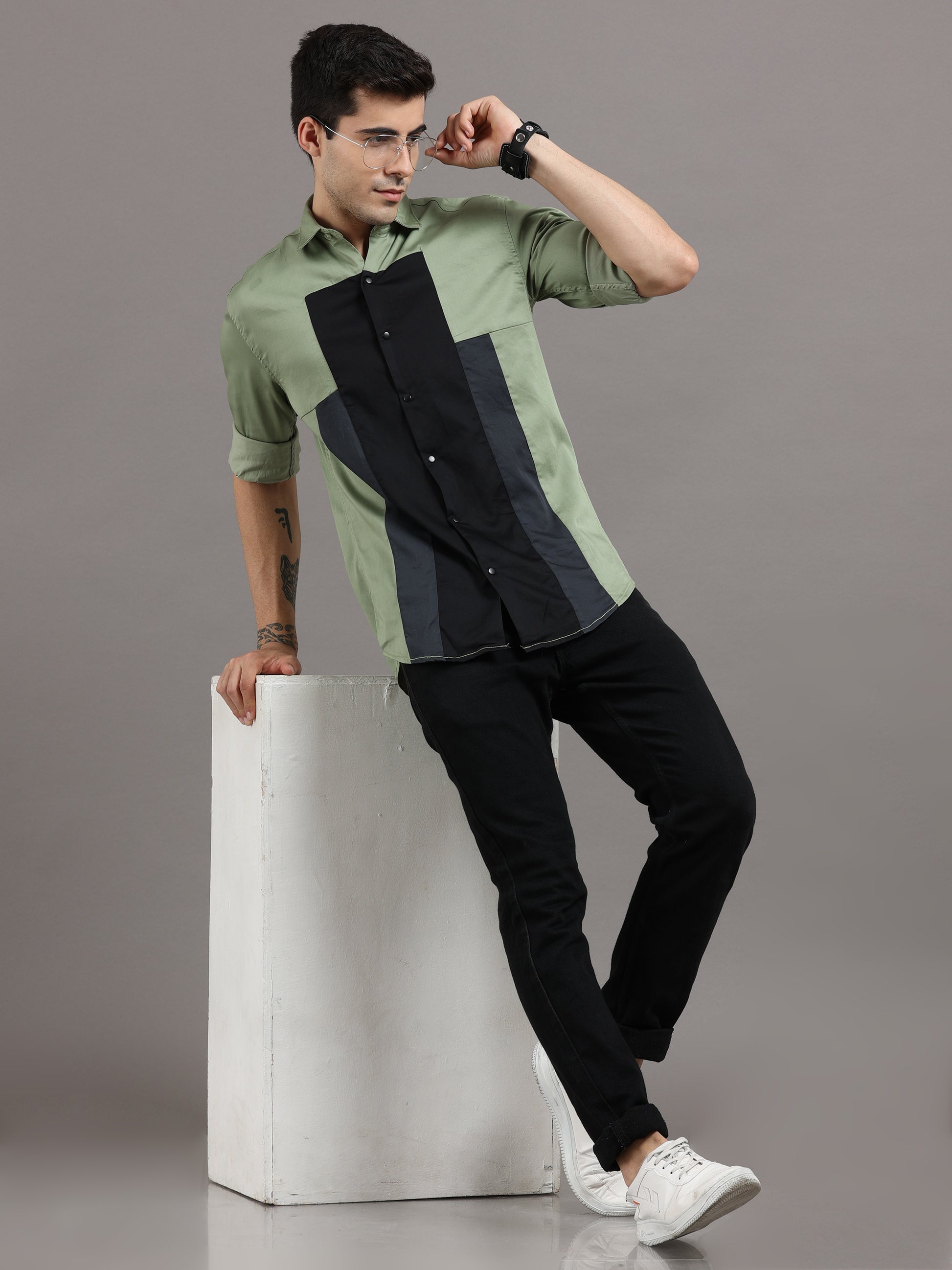 Onfire fancy designer shirt - Light Green