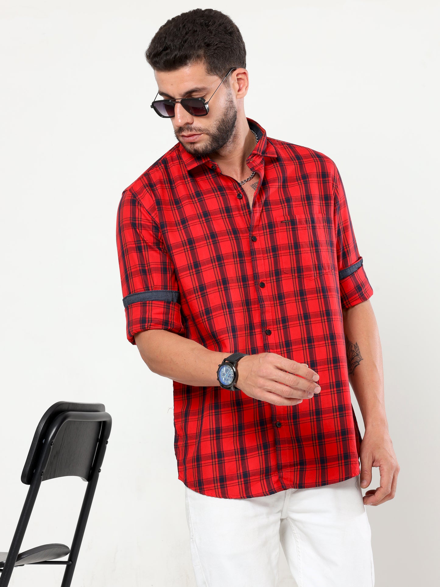 Onfire twill checks shirt Blood Red