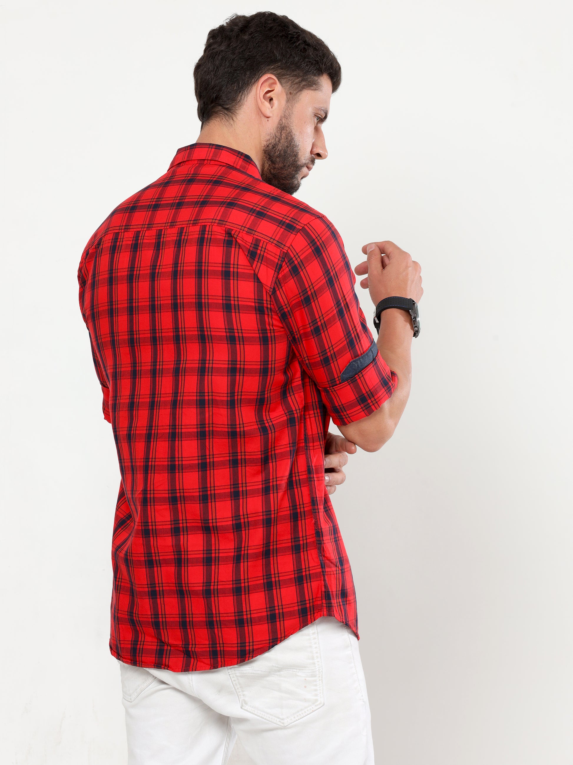 Onfire twill checks shirt Blood Red