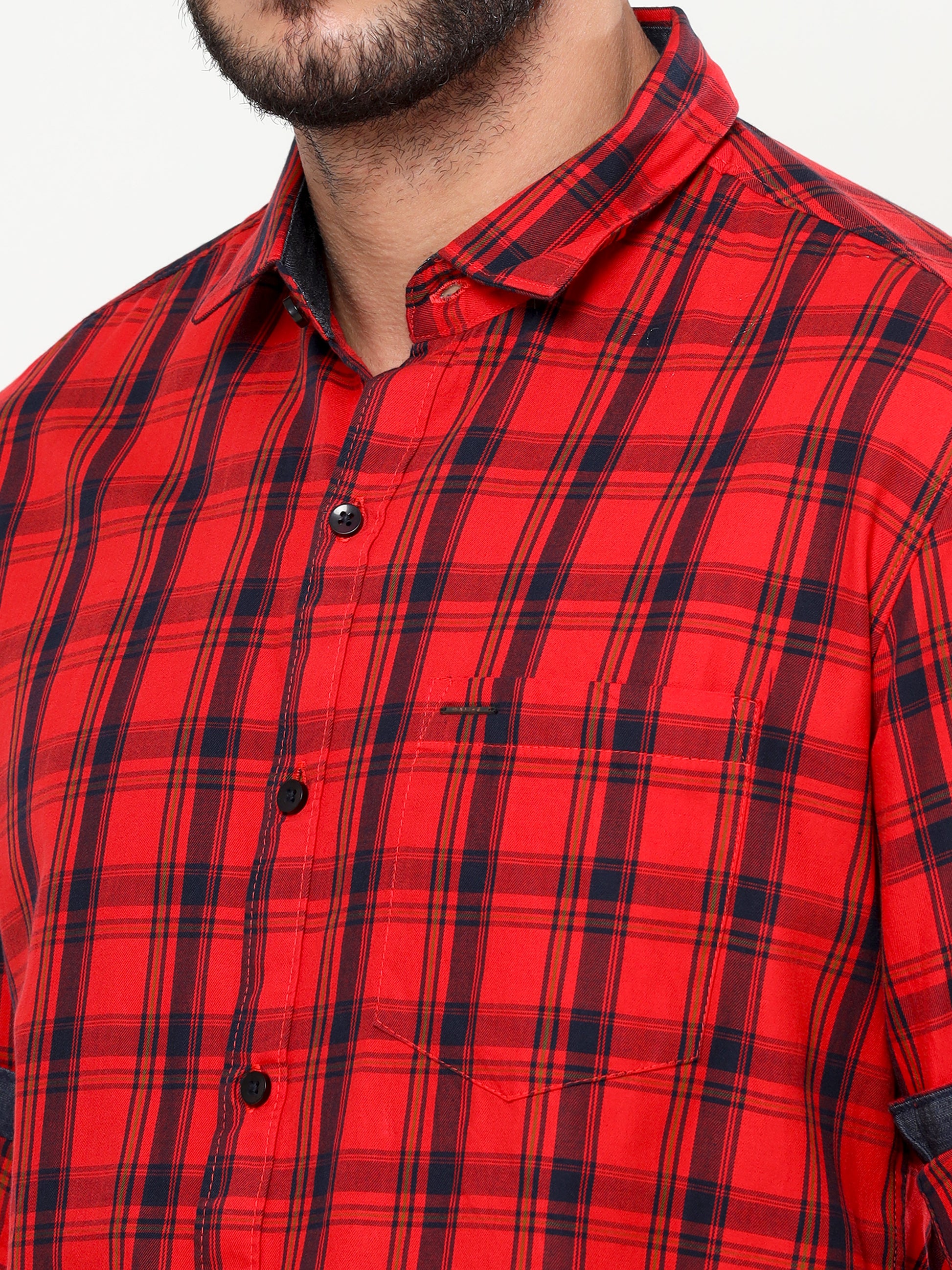 Onfire twill checks shirt Blood Red