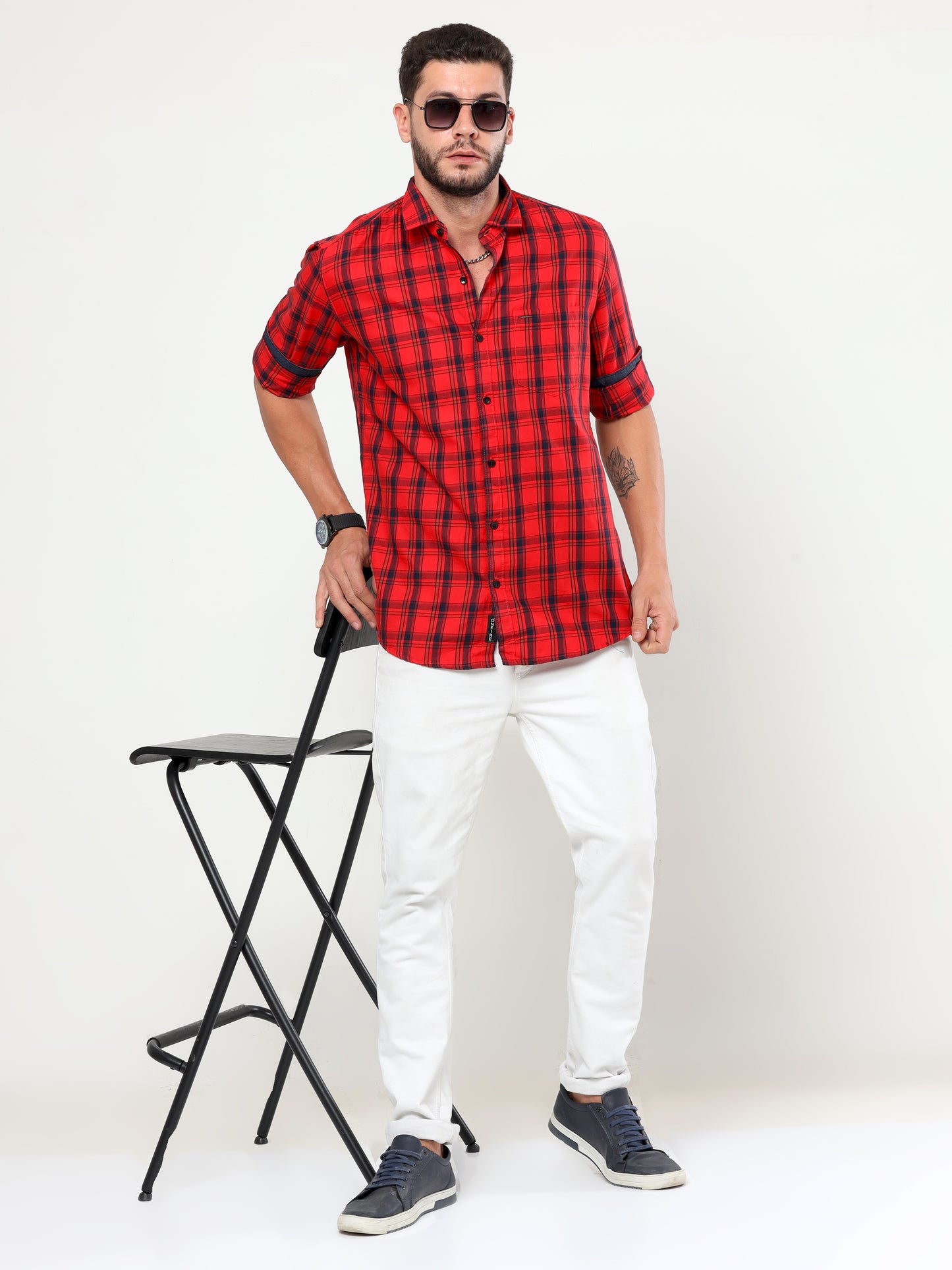 Onfire twill checks shirt Blood Red
