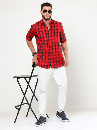 Onfire twill checks shirt Blood Red