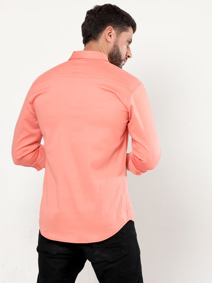 Onfire plain satin lycra shirt peach